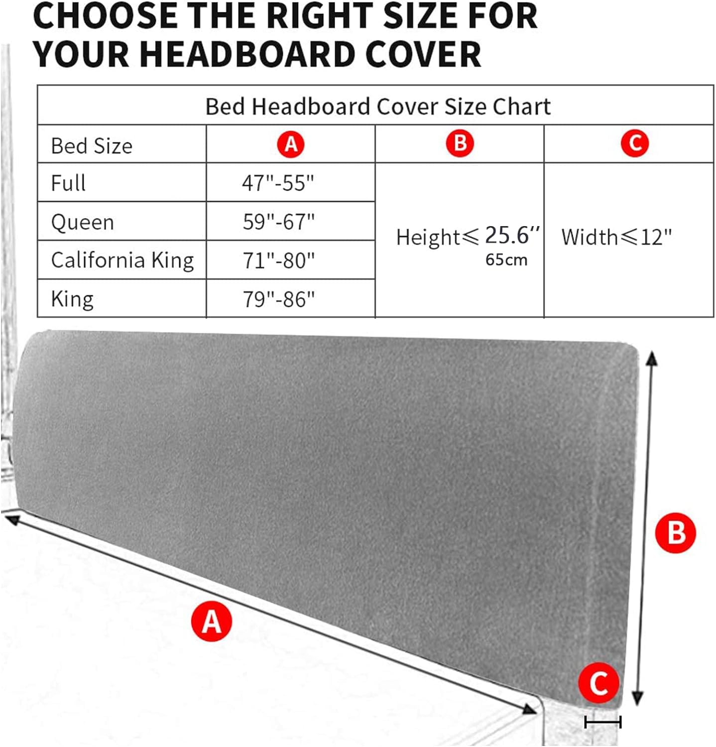 Stretchable Printed Headboard Cover for Full, Queen & King Size Beds - Anti-Slip Dustproof Padded Headboard Slipcover (83-90in/210-230cm) - Perfect for Bedroom Decor & Home Renovation
