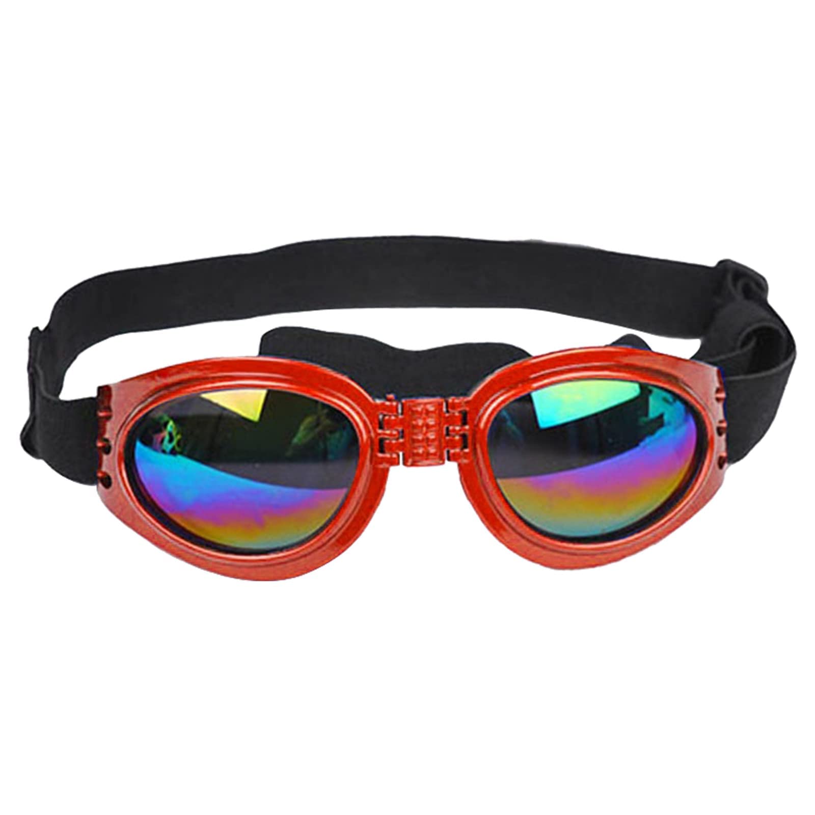 ZJIEX UV Protection Dog Sunglasses - Windproof, Foldable & Adjustable Pet Goggles for Summer Sun Protection - Perfect for Outdoor Activities, Hiking, and Beach Trips (Red)