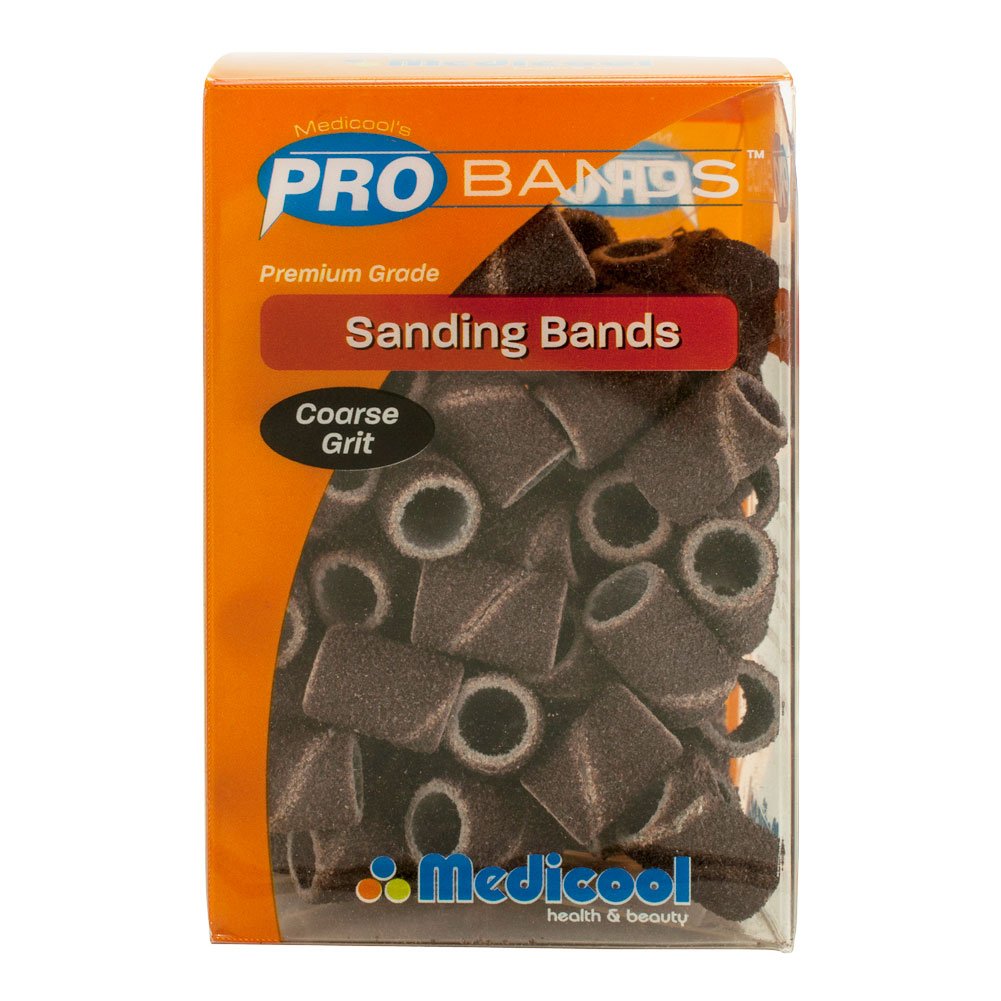 Medicool 100-Pack Coarse Grit Sanding Bands for Nail Drill - Professional Manicure & Pedicure Tools for Salon & Home Use