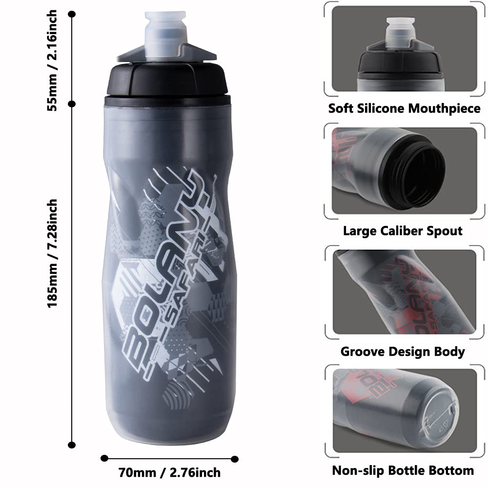 Lightweight Specialized Bike Water Bottle 600ml/20oz - Leak Proof, BPA Free, Squeeze Design for Cycling & Outdoor Sports - Perfect for Road Bikes, Mountain Bikes & Gym Workouts (Black-White)