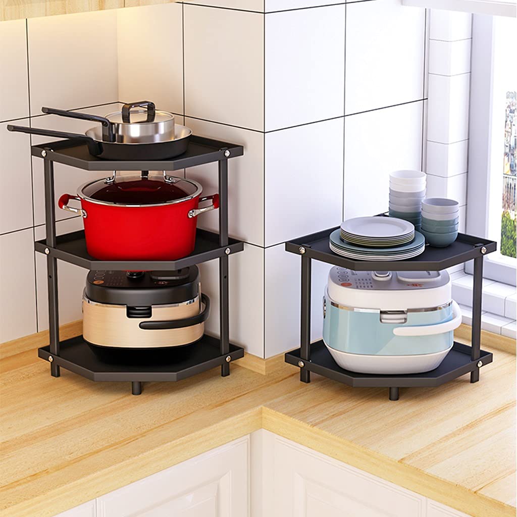 Sturdy 2-Tier Metal Pot Rack Organizer for Kitchen Cabinets - Heavy Duty Countertop Storage Shelf for Pots & Pans - Easy Assembly - Perfect for Small Kitchens & Corner Spaces