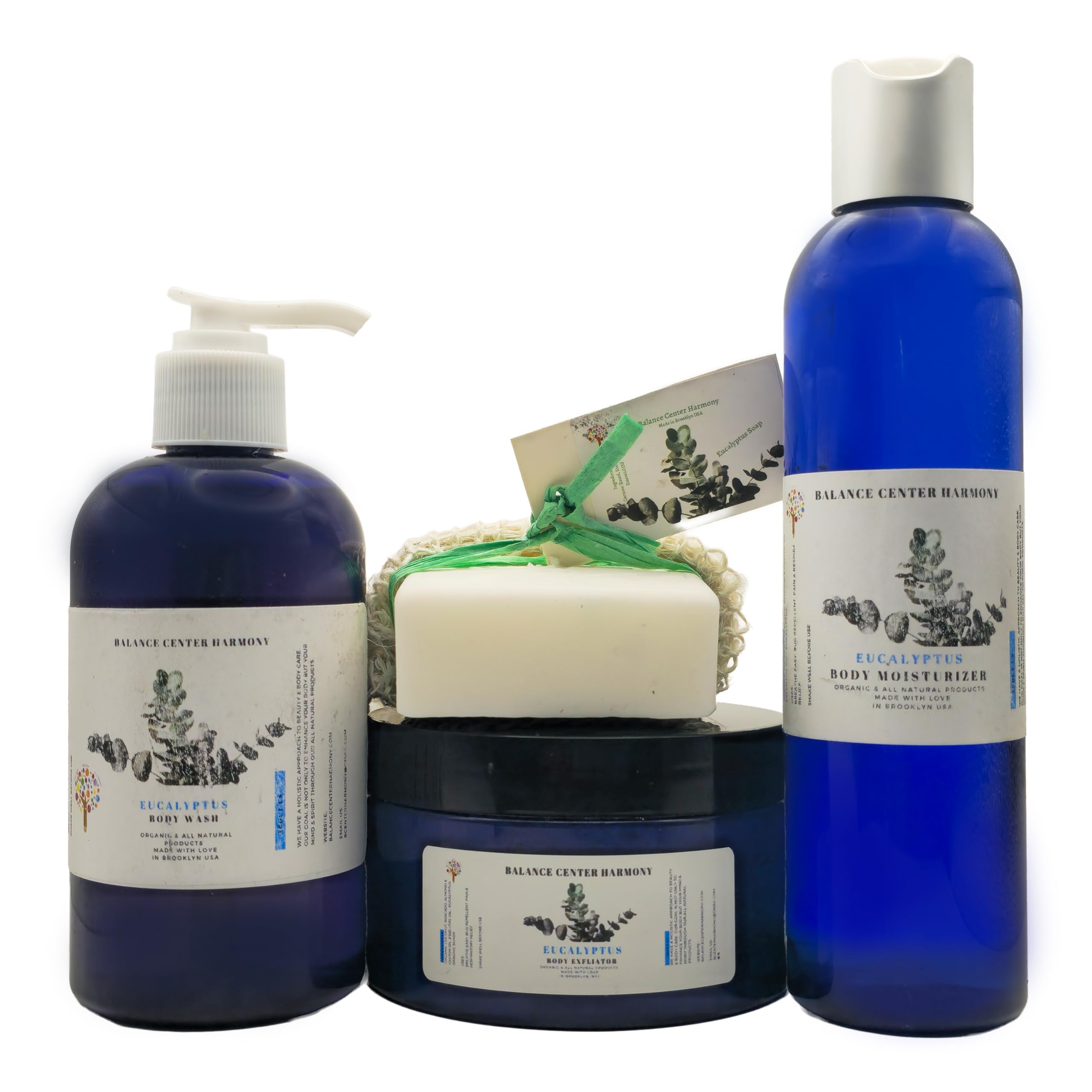 Eucalyptus Body Care Set – Hydrating Moisturizer, Exfoliating Scrub, Body Wash & Soap with Healing Crystals | Natural Skincare for Deep Hydration & Relaxation | Perfect for Spa Day, Self-Care Routine & Gift Giving