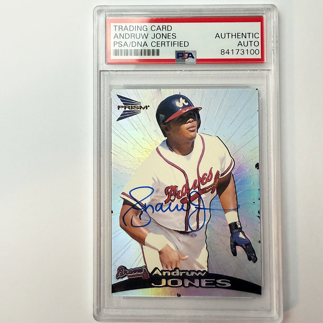 Andruw Jones Autographed 1999 Prism #12 Baseball Card - PSA Certified Authentic Auto - Collectible Memorabilia for Sports Fans & Enthusiasts