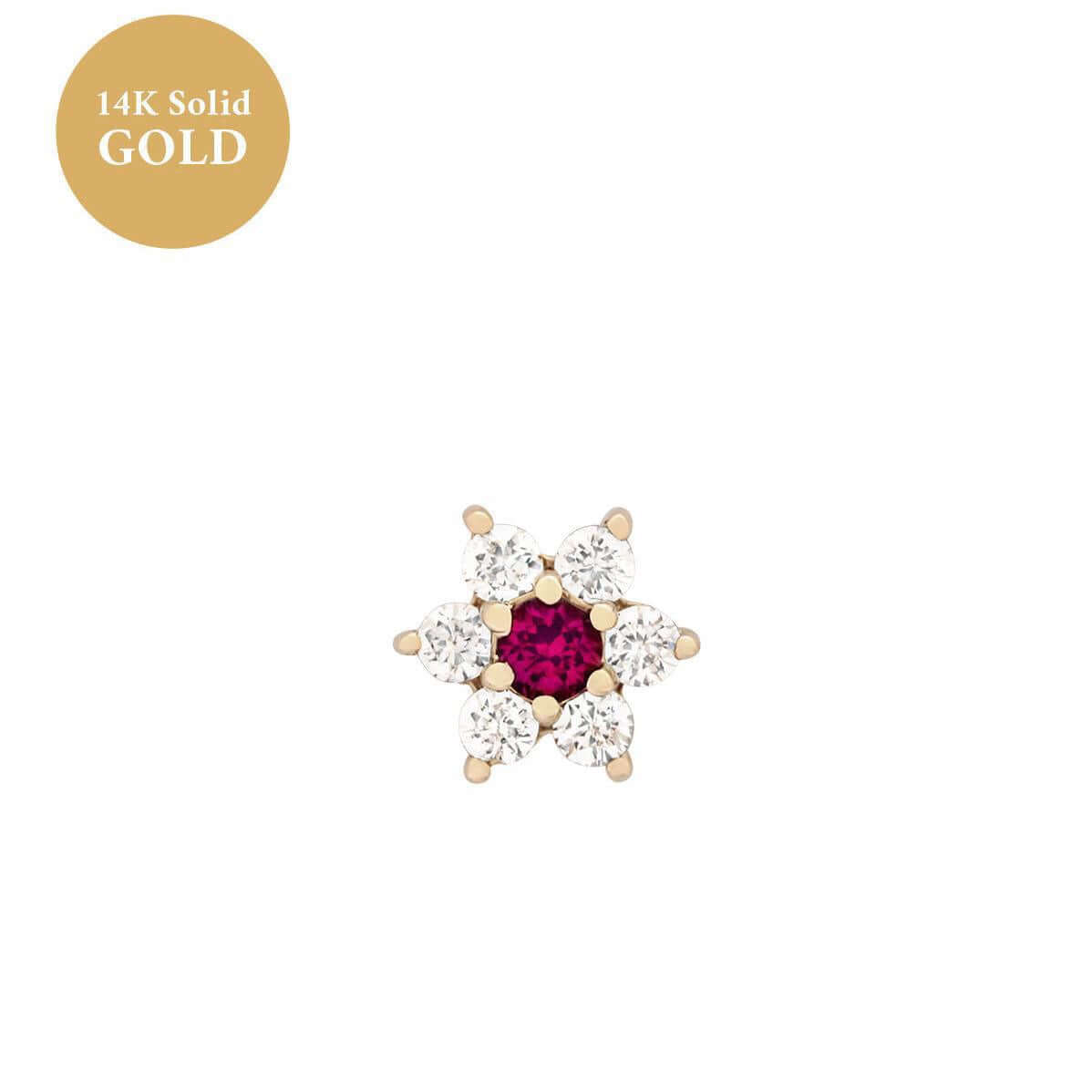 Zodiac Flower Birthstone Cartilage Piercings Stud Earrings | HSEK2311 | Perfect for Daily Wear, Gift Giving & Zodiac-Themed Jewelry Collections