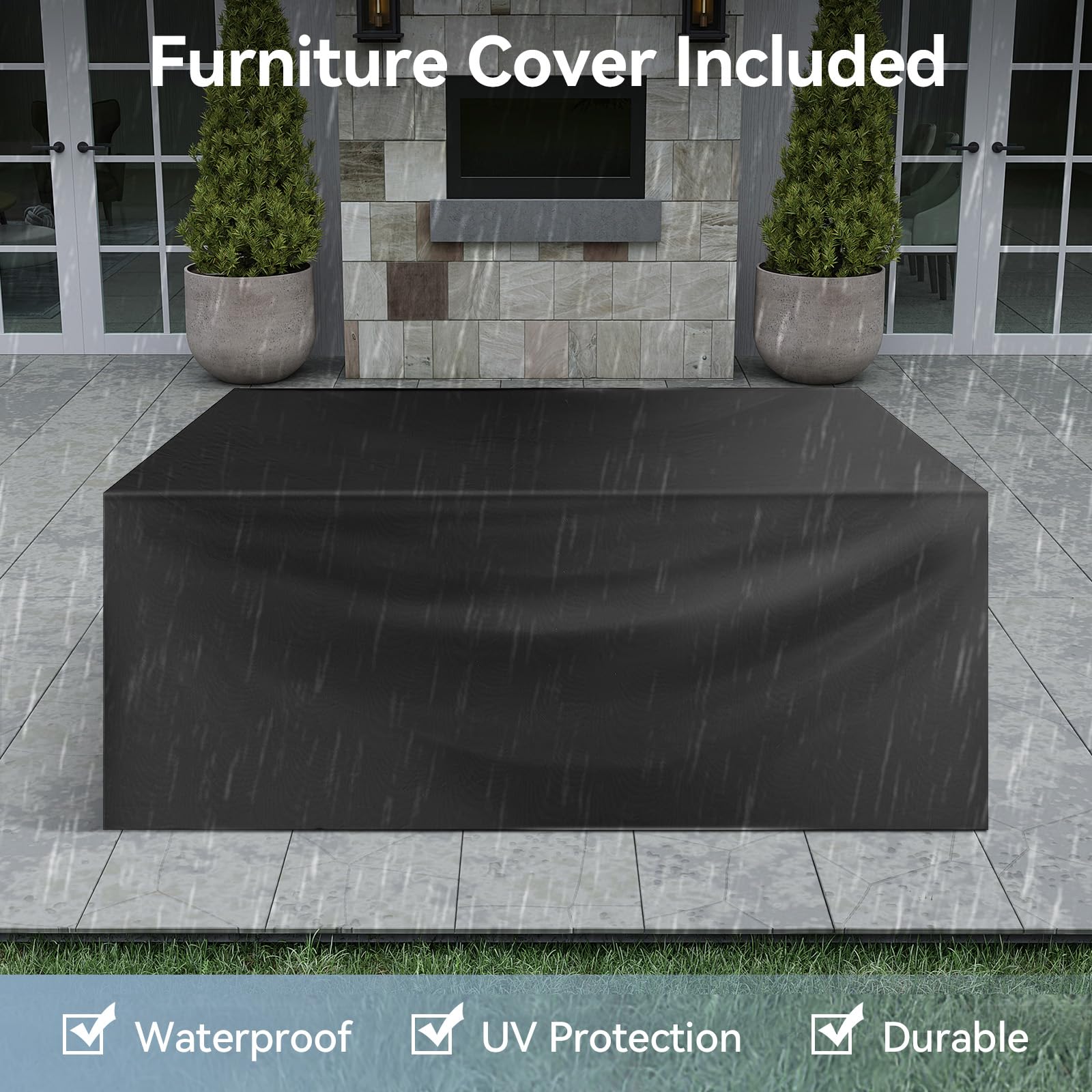 Aoxun 5-Piece Outdoor Patio Furniture Set - Durable Aluminum Sectional with Waterproof Cushions & Coffee Table, Perfect for Lawn, Garden, Backyard, and Poolside Relaxation (Beige)