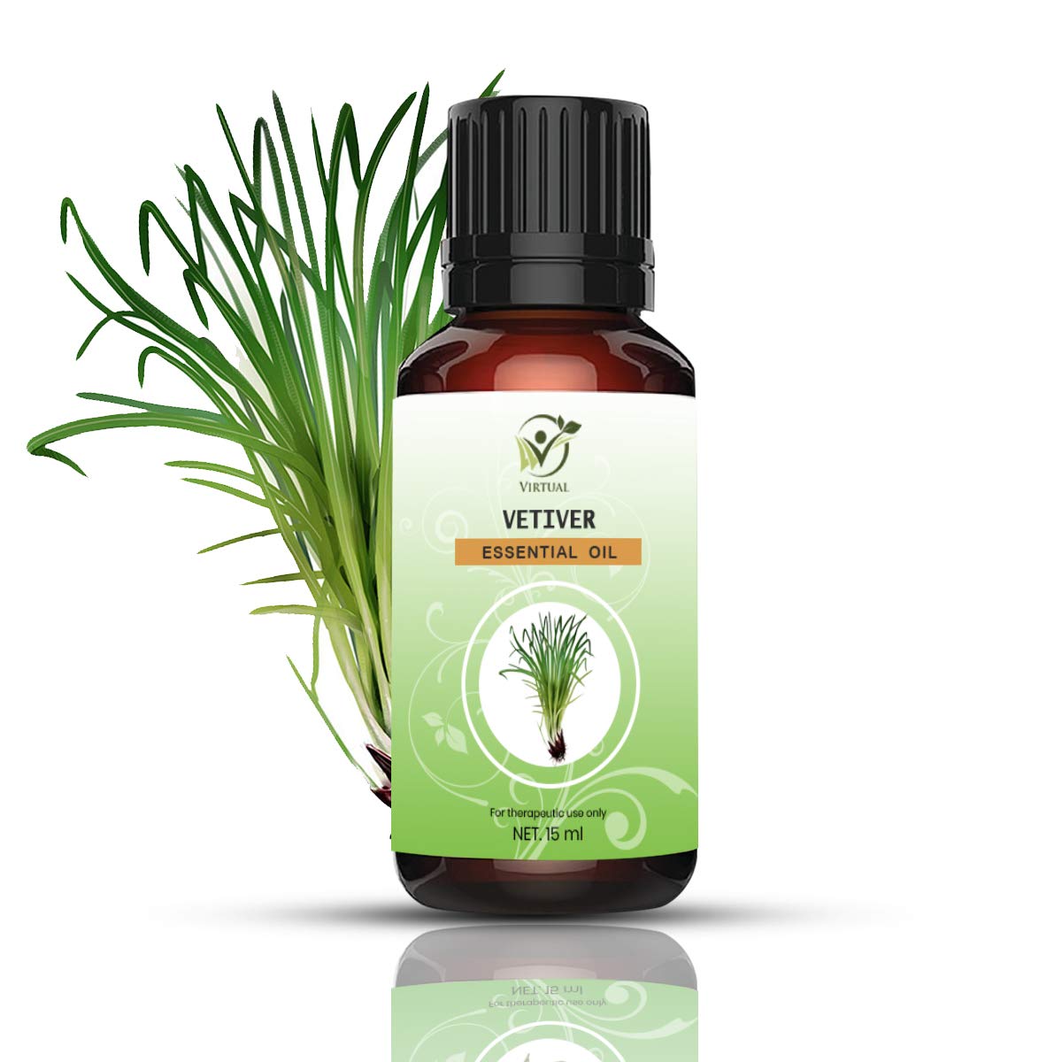 100% Pure Vetiver Essential Oil - Undiluted Therapeutic Grade for Hair Growth, Skin Care & Aromatherapy (15ml) | Natural Face Moisturizer, Stress Relief & Relaxation