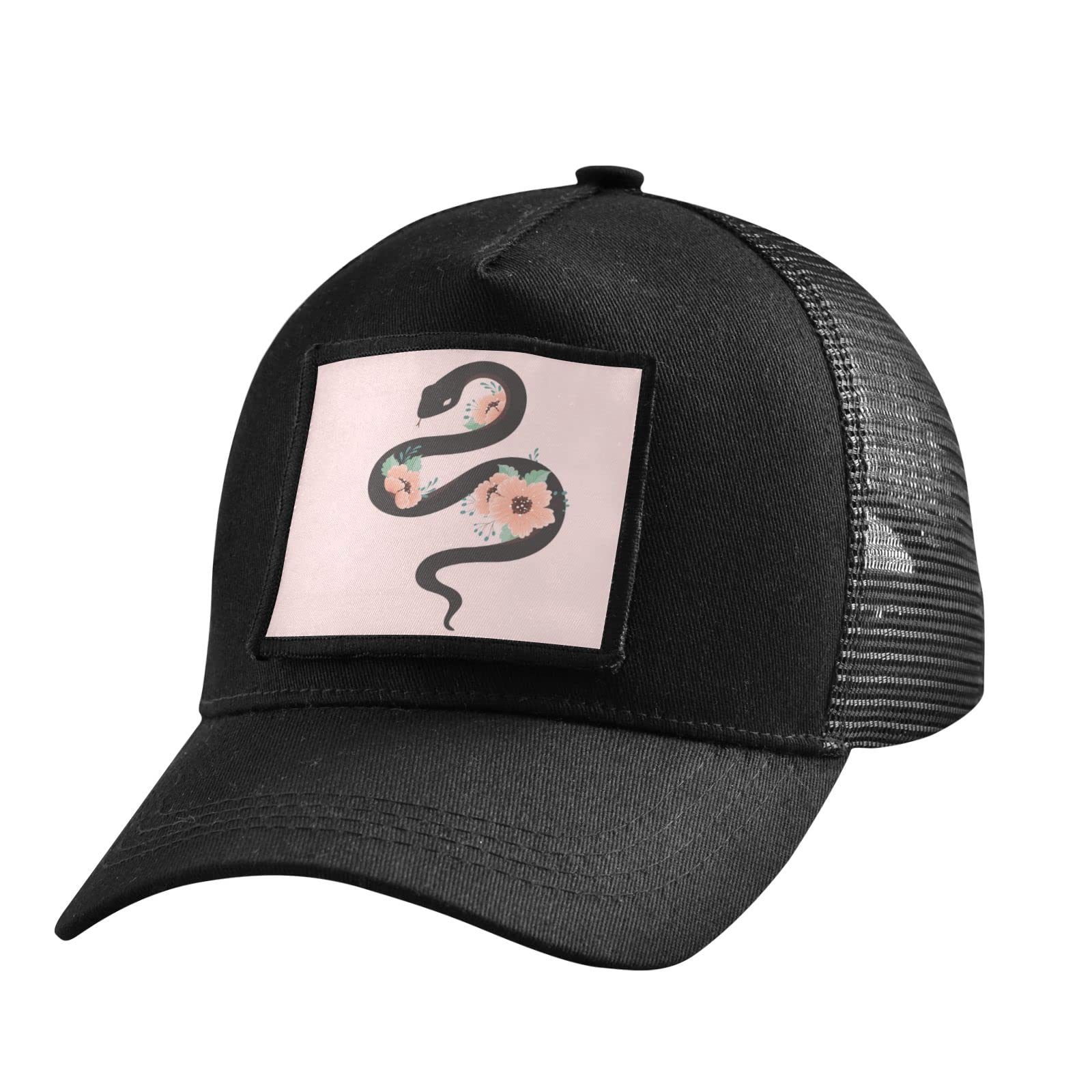 Hand Drawn Snake Baseball Cap for Men & Women - Low Profile Military Style Army Hat - Unisex Black Fashion Hat for Casual Wear, Outdoor Activities & Street Style