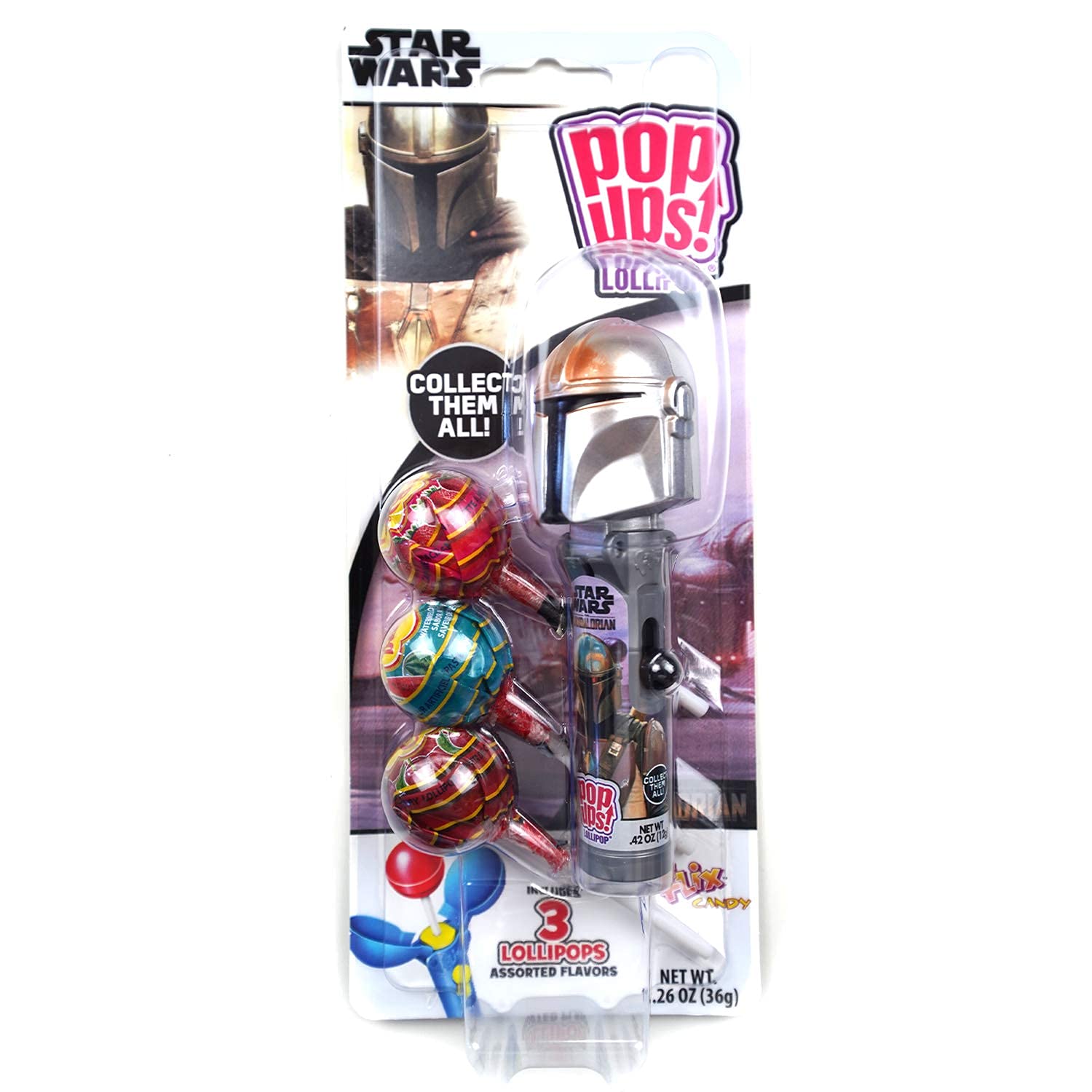 Mandalorian Star Wars Candy - Flix Candy Pop Up Blister Card (1.26oz, 6 Count Box) | Perfect for Halloween Treats, Birthday Party Favors & Collectible Gifts