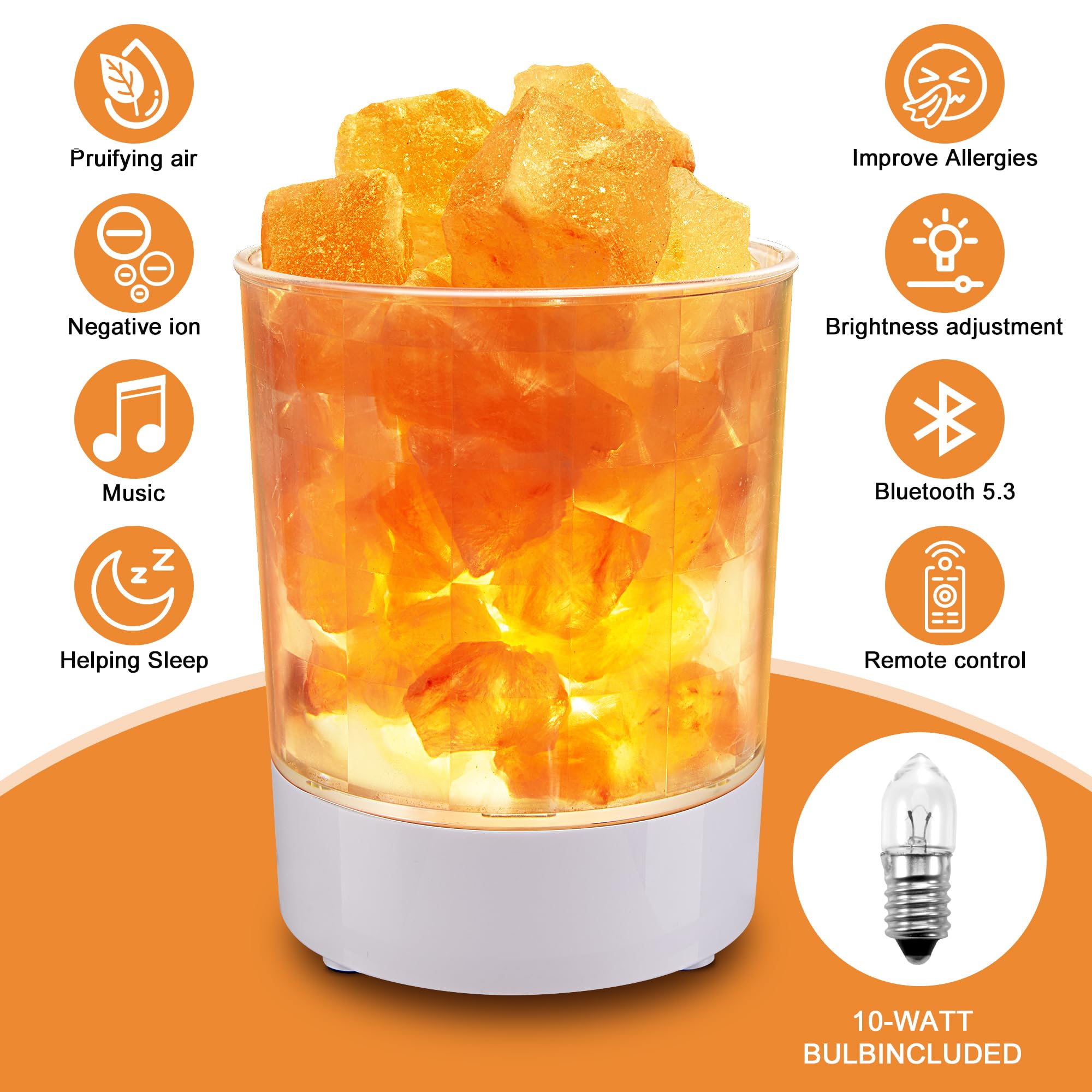 Himalayan Salt Lamp with Dimmer - Natural Crystal Rock Night Light, Sleep Aid & Aromatherapy Diffuser for Relaxation - Perfect Gift for Bedroom, Yoga, Meditation & Stress Relief