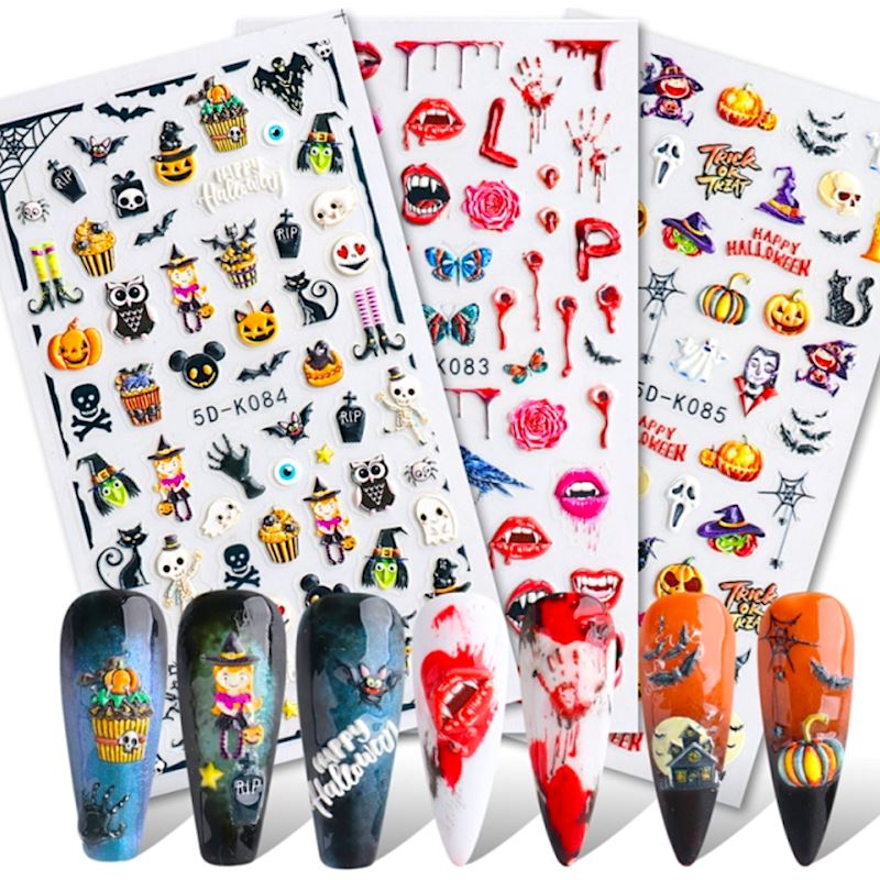 Halloween Nail Art Stickers - Self-Adhesive Nail Decals for Spooky Party, Costume & Festival Nails - Perfect for Halloween Parties, Trick or Treat & Cosplay