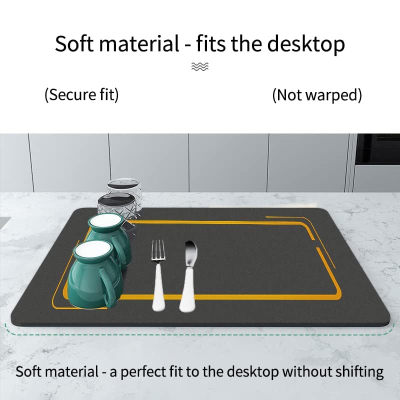 Whixant Quick Dry Dish Drying Mat for Kitchen Counter - 30x40cm Non-Slip Silicone Draining Board Mat - Perfect for Dishes, Utensils & Cutting Boards - Ideal for Kitchen Sink, Countertop & Dish Rack Use
