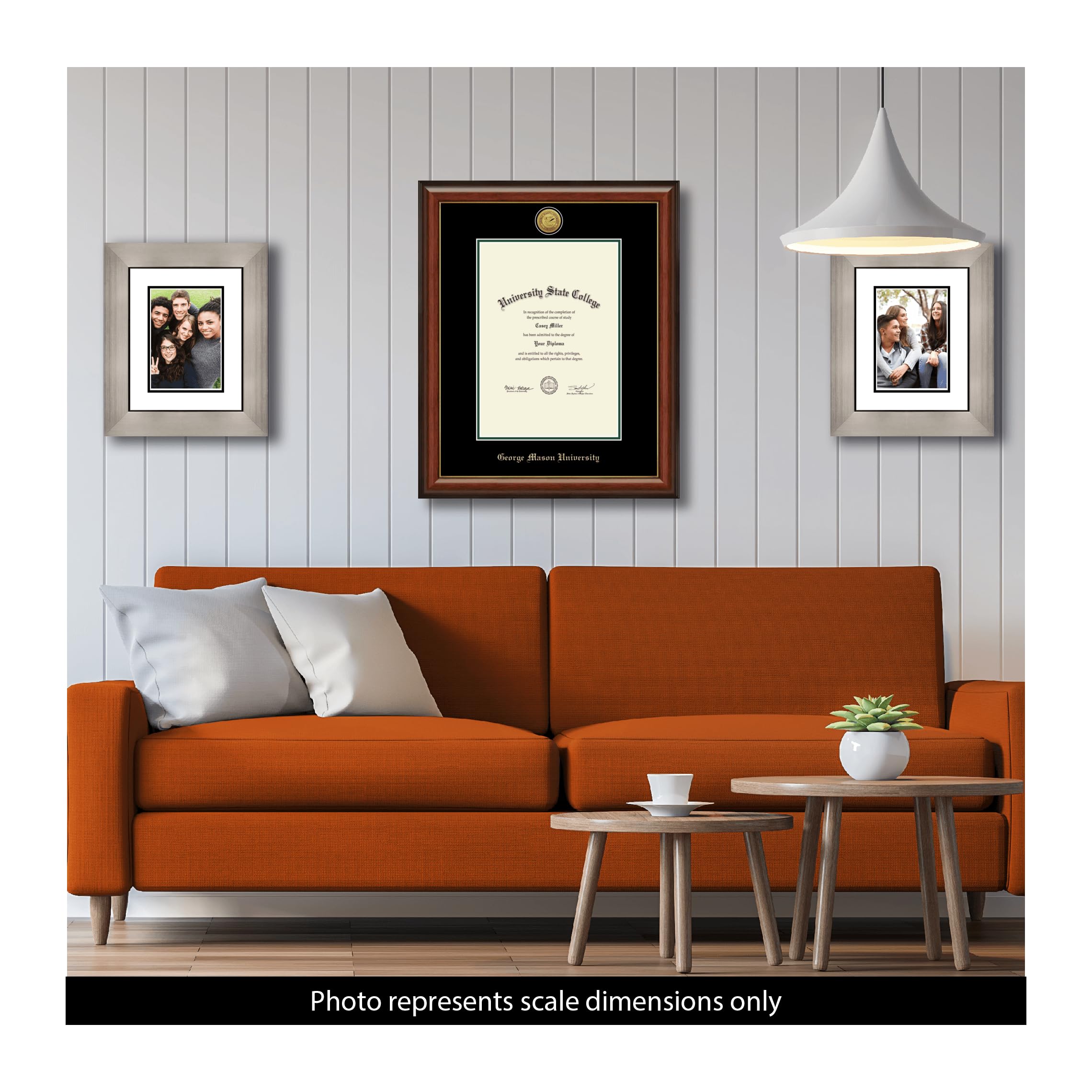 George Mason University Diploma Frame 10x14 Inches - Bachelor's, Master's, PhD Degree Display with Gold Engraved Medallion - Cherry Wood Frame with Black & Tartan Green Matting - Perfect for Office, Study Room or Graduation Gift