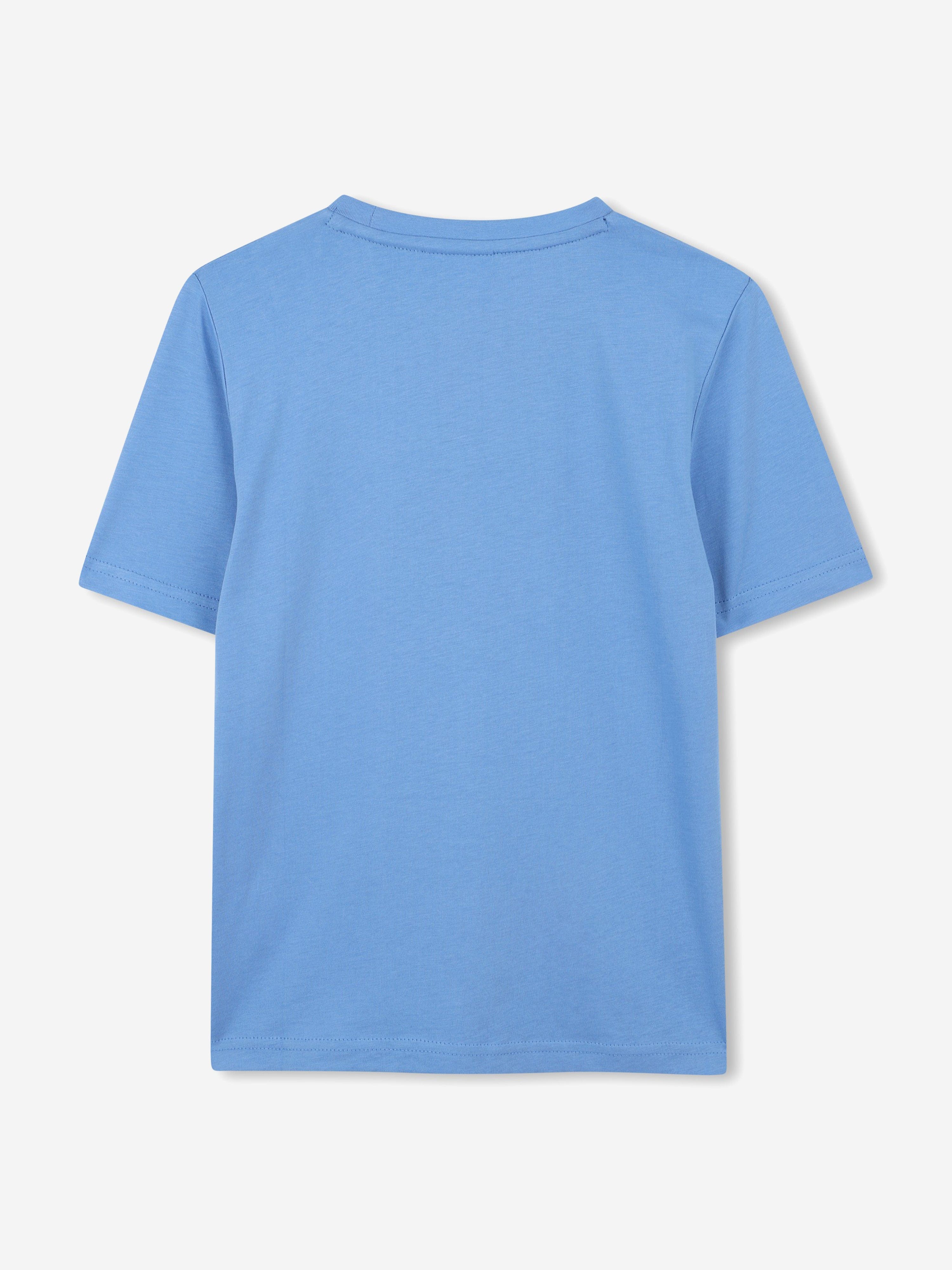 BOSS Boys Logo Print T-Shirt - Blue Cotton Tee for Kids | Casual Wear, School Outfits & Everyday Play