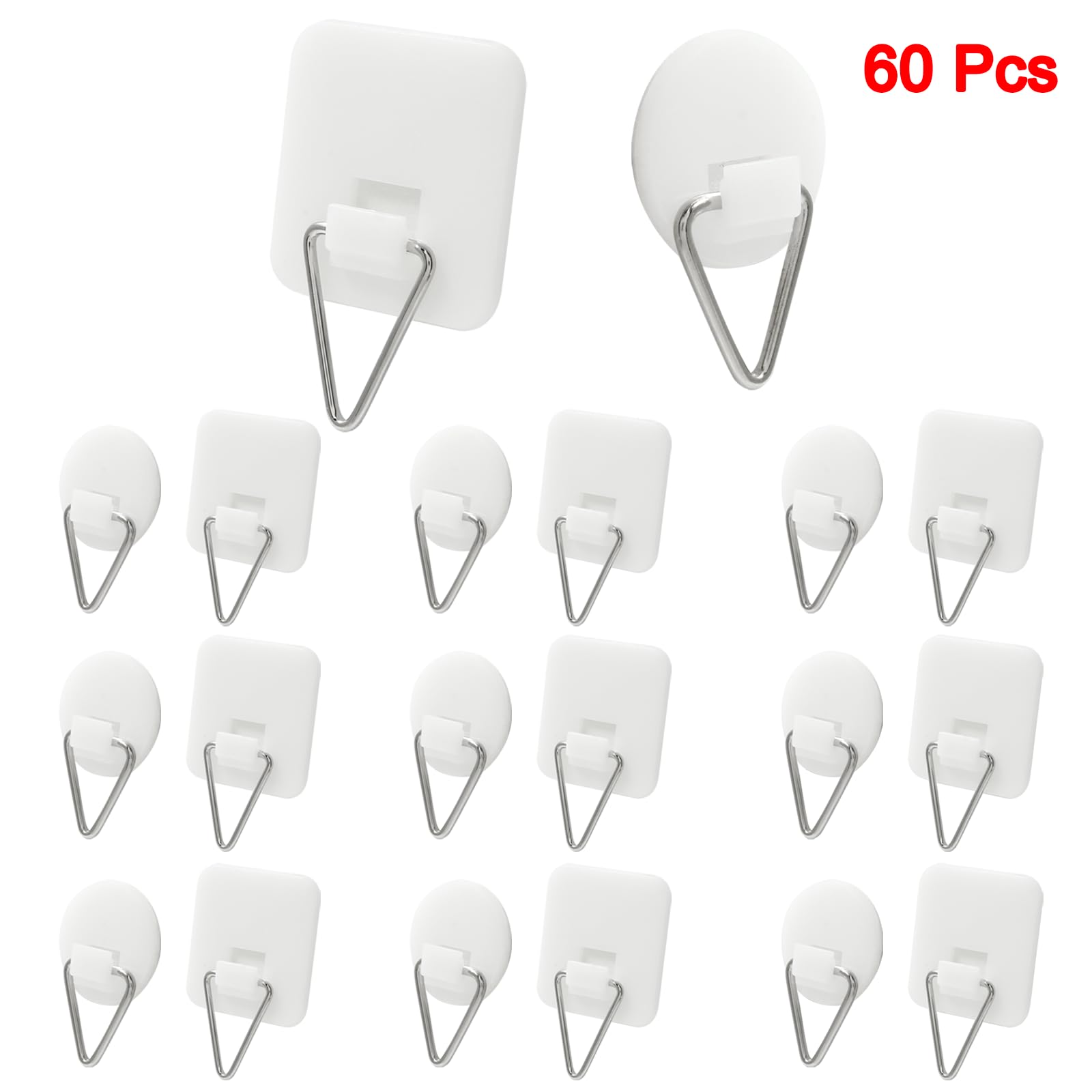 Hitefu 60PCS Invisible Adhesive Plate Hangers - Heavy Duty Picture Hangers for Wall Art, Square & Circular Plate Holders - Perfect for Home Decor, Gallery Display & DIY Wall Projects