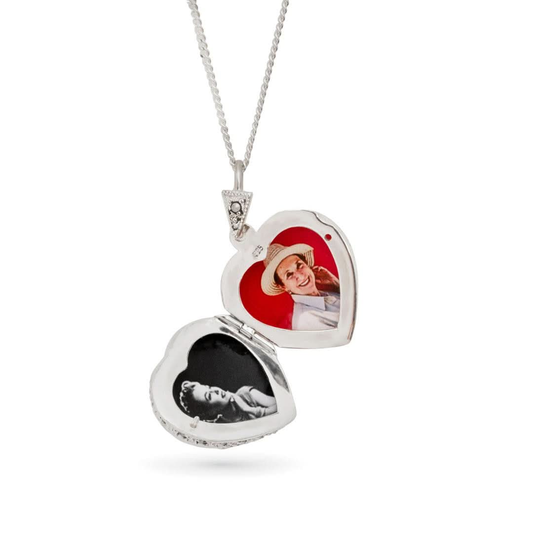 Blue Topaz Vintage Heart Locket Necklace in Sterling Silver - Perfect for Valentine's Day Gifts & Anniversary Presents