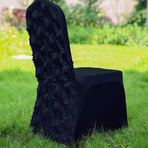 Elegant Satin Rosette Spandex Stretchable Banquet Chair Covers - Perfect for Weddings, Parties & Formal Events