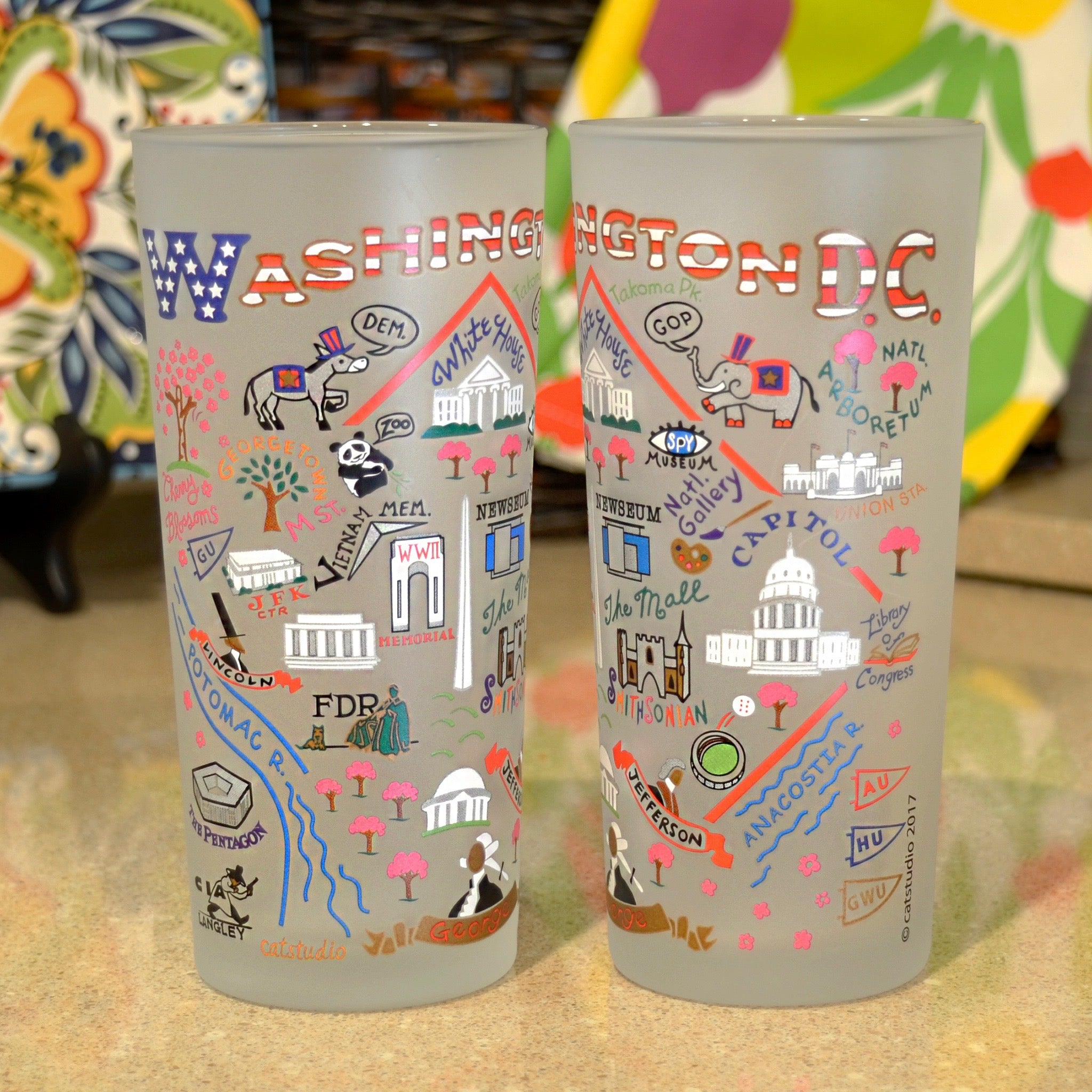 Washington DC Skyline Frosted Glass Tumbler - Insulated Travel Mug for Coffee & Tea - Perfect for Office, Commuting & Outdoor Adventures
