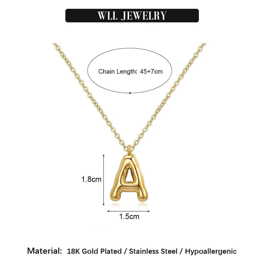 Personalized 18K Gold Plated Bubble Letter Necklace for Women - Dainty Alphabet Initial Pendant Jewelry Gift for Girlfriend, Birthday, Anniversary | Perfect for Everyday Wear, Date Nights & Special Occasions