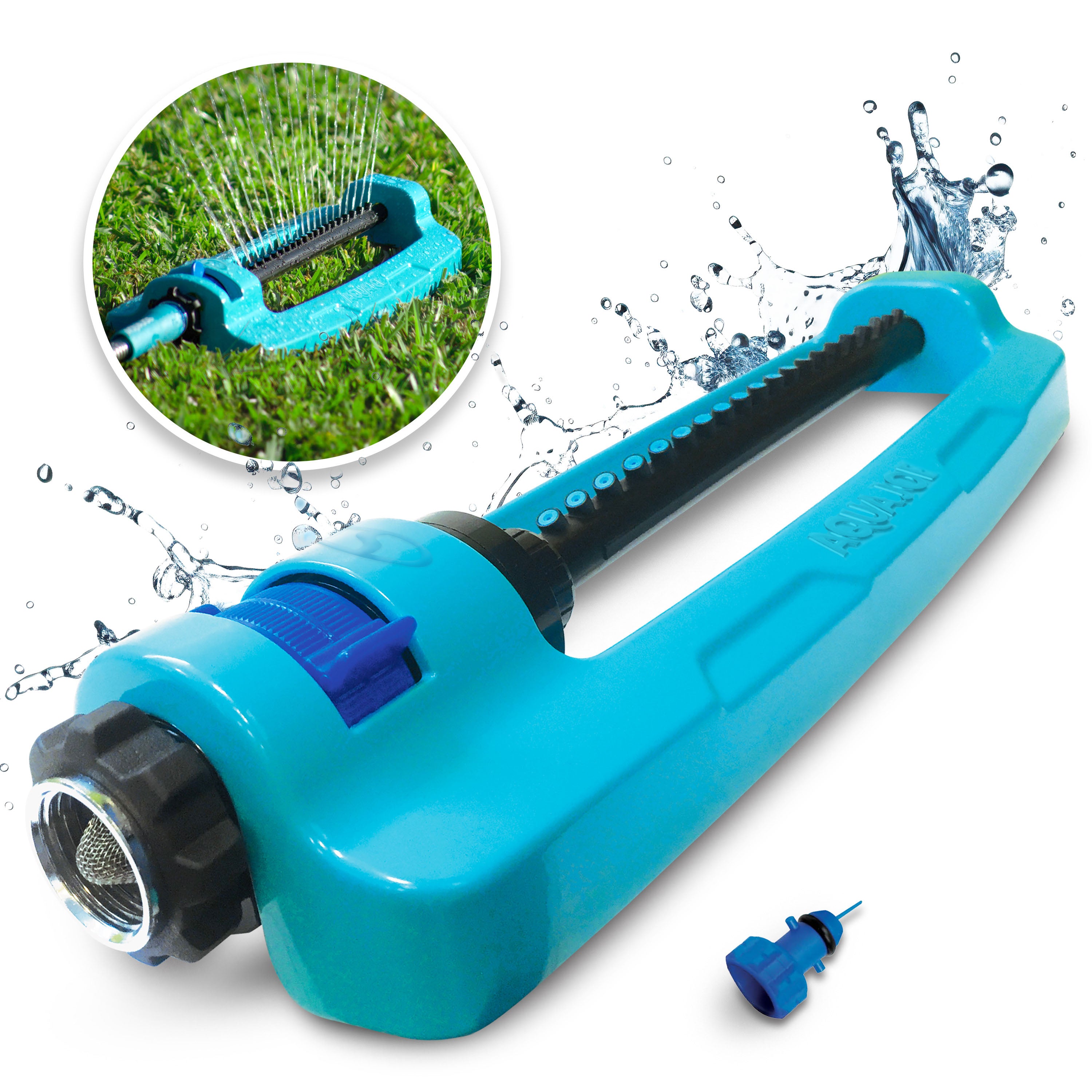 Aqua Joe SJI OMS20 Heavy Duty Metal Base Oscillating Sprinkler - 4400 Sq Ft Coverage for Large Lawns | Durable Garden Watering Solution for Backyards, Parks & Sports Fields