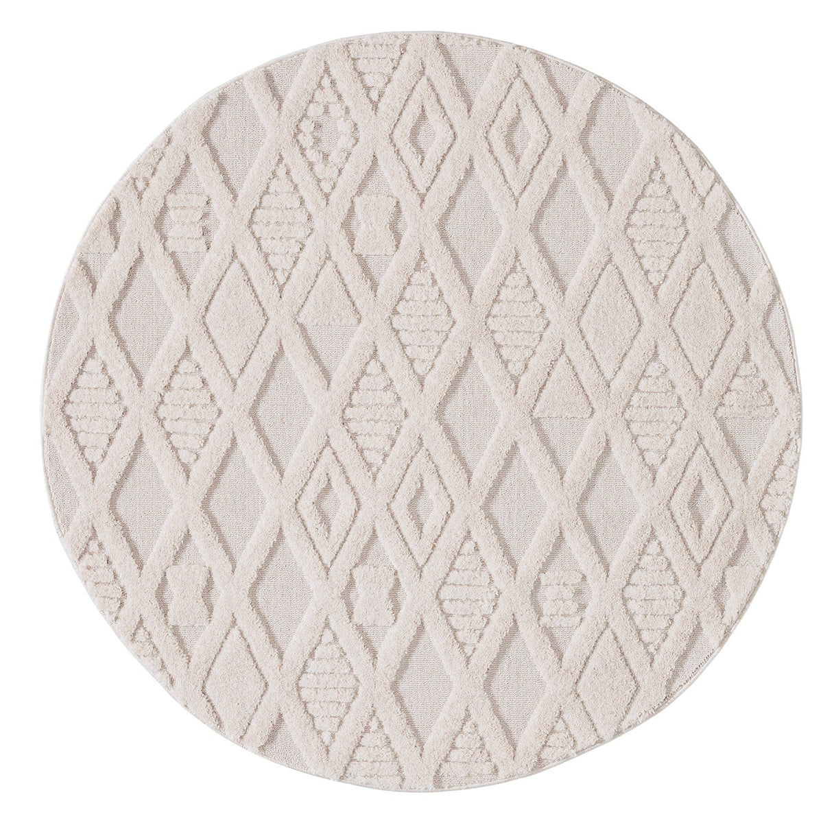 Kira Diamond Detail Textured Rug - Soft Non-Slip Area Carpet for Living Room, Bedroom & Nursery - Boho Chic Home Decor