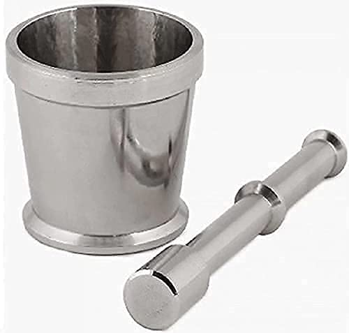 Premium Stainless Steel Okhli Masher & Mortar Pestle Set - Heavy Duty Spice Grinder for Kitchen - 1 Large Imam Dasta & Pestle - Perfect for Grinding Herbs, Spices & Making Pastes - Ideal for Indian Cooking, Ayurvedic Remedies & Homemade Spice Blends