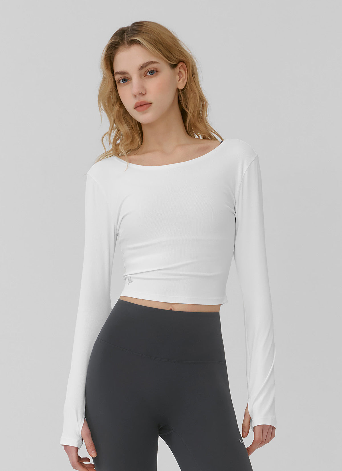 Ribbed Back Slit Fingerhole Long Sleeve Tops for Women - Stylish & Comfortable Fall Fashion Essential for Layering, Office Wear & Casual Outfits