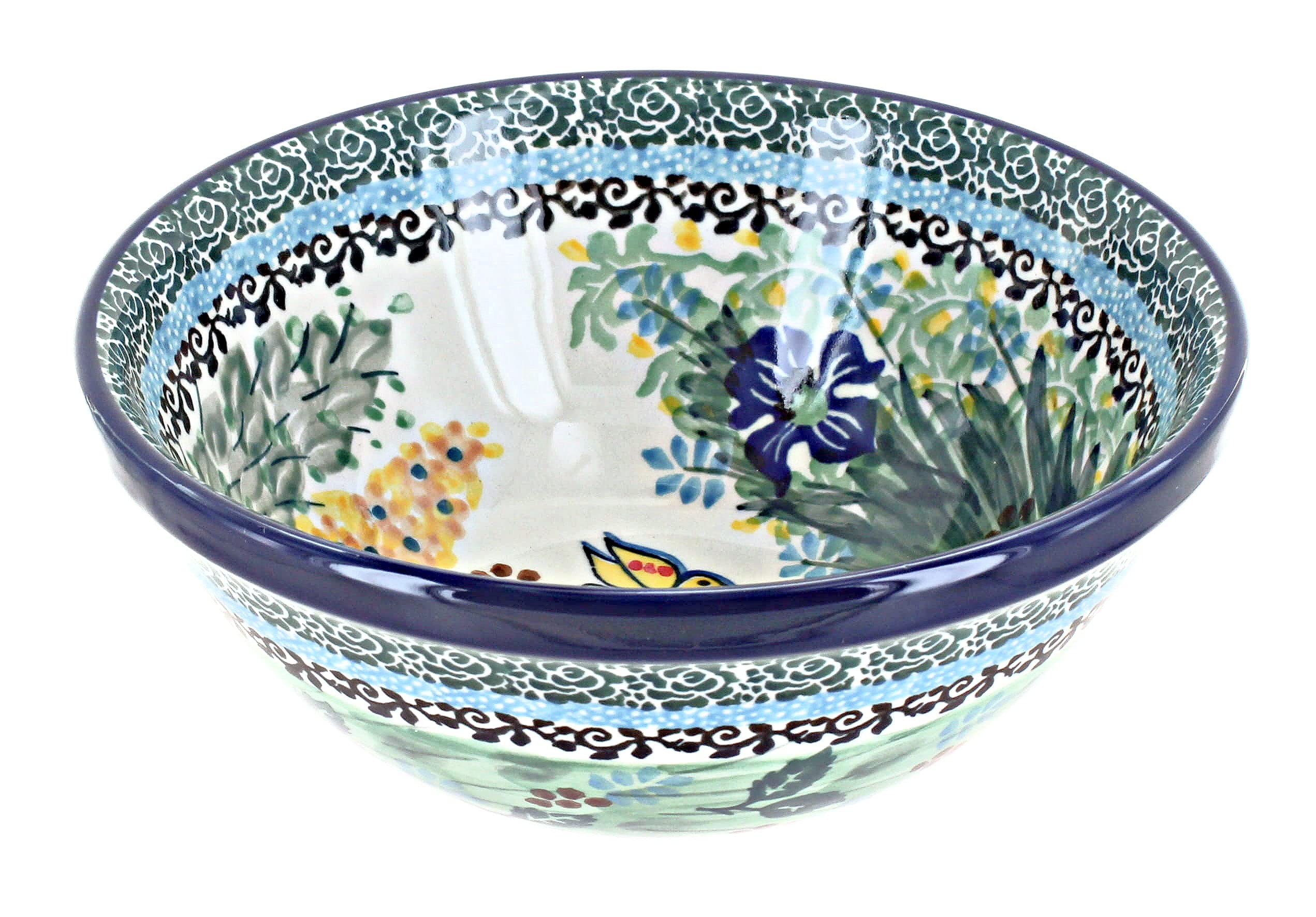 Handmade Blue Rose Polish Pottery Teresa Bowl - Ceramic Cereal & Soup Bowl for Breakfast, Dessert, or Home Decor - Perfect for Daily Use & Gift Giving