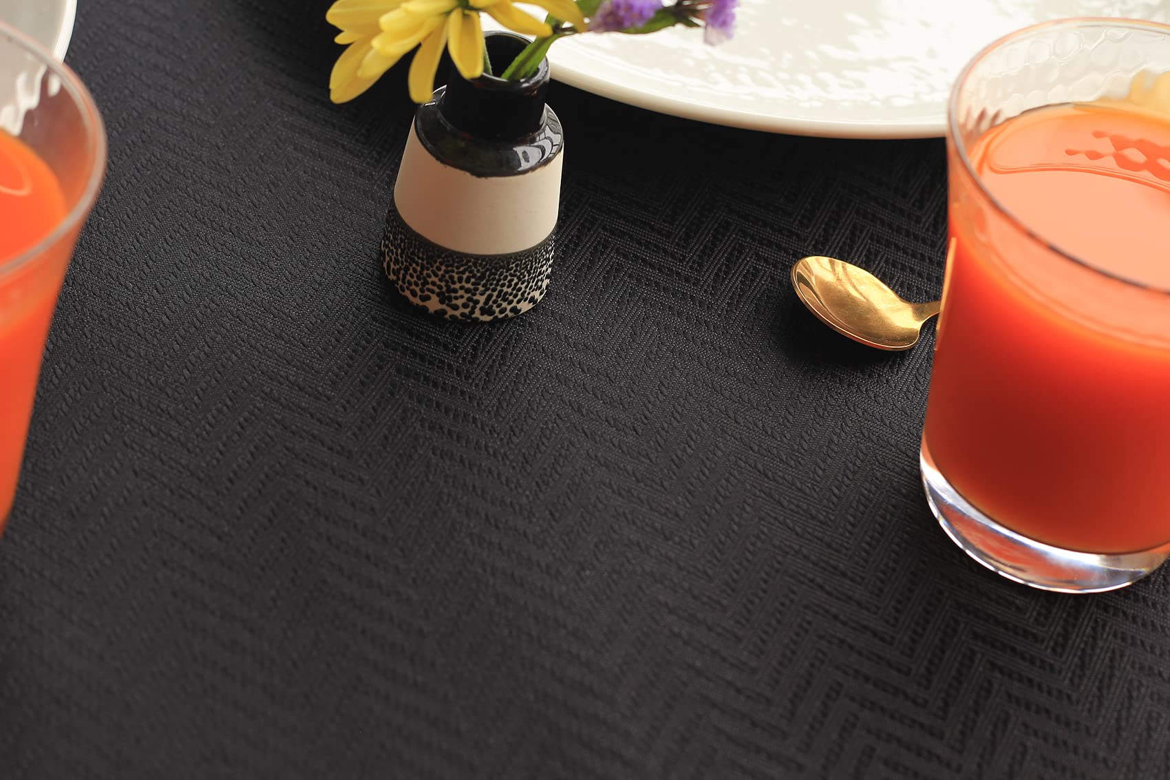144-Inch Black Table Runner - Wrinkle-Free Waterproof Long Tablecloth for Outdoor Dining, Coffee Tables & Dressers | Perfect for Dinner Parties, Weddings, Easter & Mother's Day Decor | Elegant Home & Event Decoration