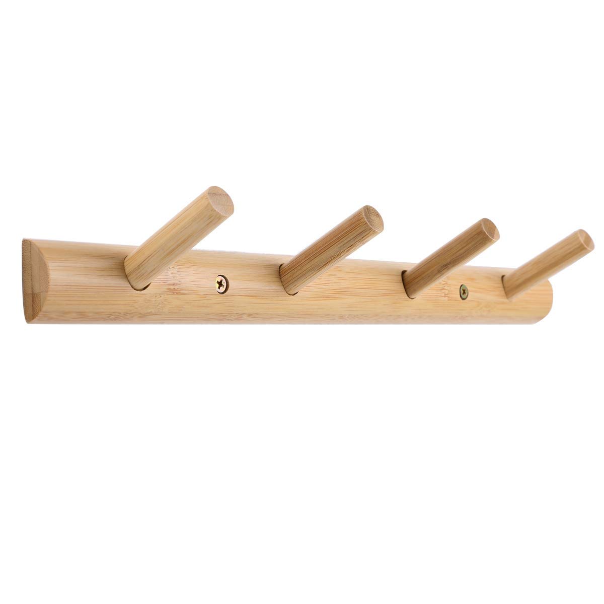 Modern Bamboo Coat Hooks - Wall Mounted Entryway Organizer with 4 Hanging Pegs for Jackets, Hats & Towels - Natural Wooden Hanger for Bathroom, Kitchen & Hallway Decor