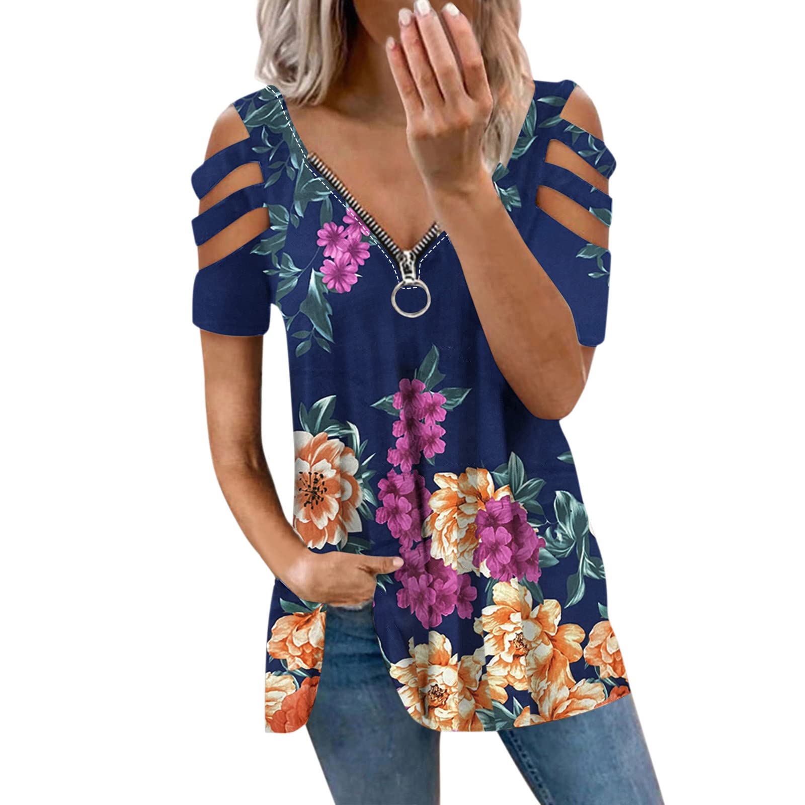 Women's Floral Print Workout Tank Top - Casual Fit Tunic Blouse with Crewneck for Summer & Fall | Gym Wear, Yoga, Running, Beach Cover-Up