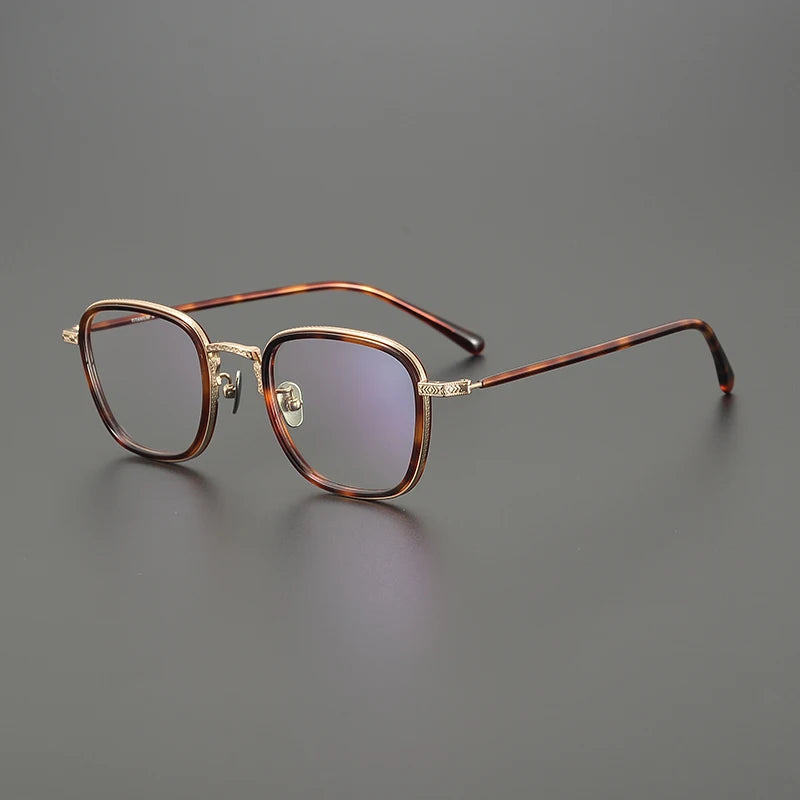Unisex Black Titanium Acetate Square Full Rim Eyeglasses Frame 49043 - Perfect for Work, Reading & Fashion Accessories