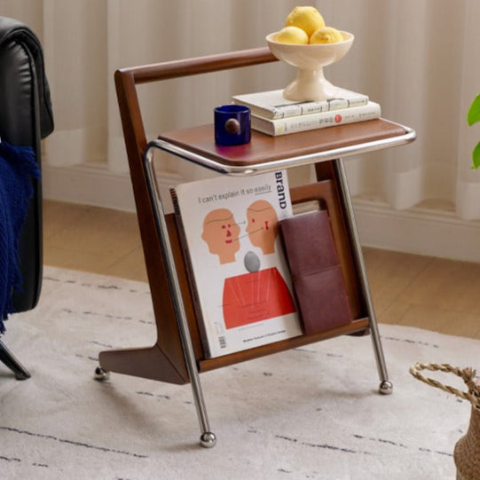Solid Poplar Wood American Retro Corner Side Table - Vintage Style End Table for Living Room, Bedroom, or Office Decor