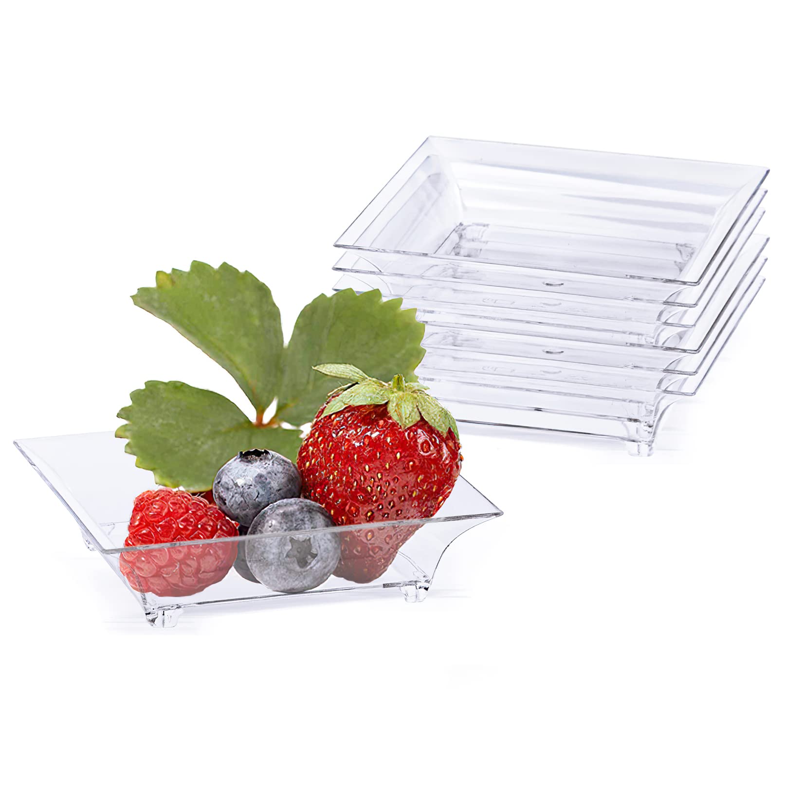 Kingrol 150-Pack Disposable Plastic Dessert Plates - Small Square Appetizer Plates for Parties, Catering & Events - Perfect for Desserts, Appetizers, Sauces & Food Tastings
