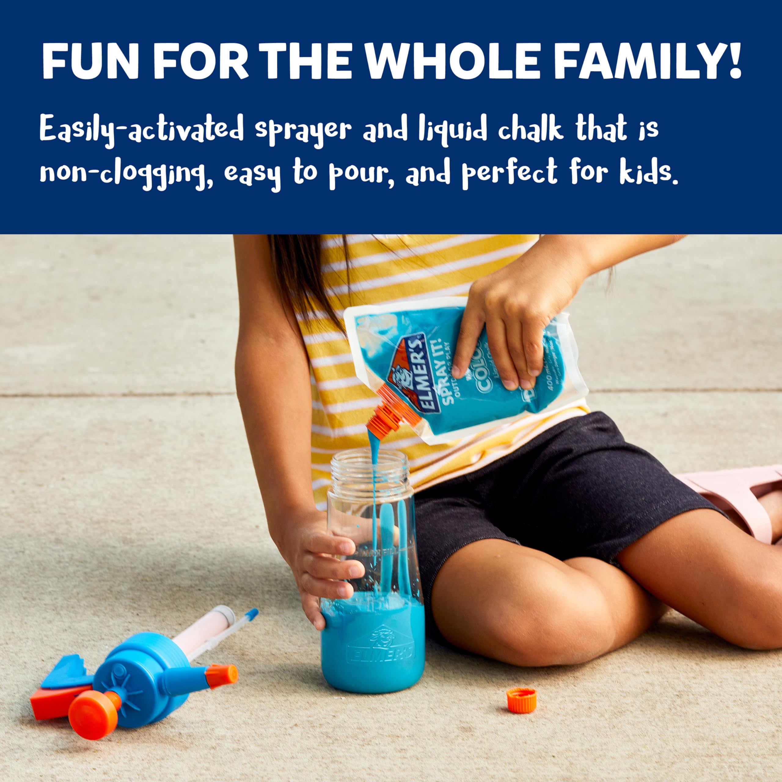 Elmer's Washable Liquid Chalk Refill Pouch - Pink Outdoor Chalk for Kids, Non-Toxic & Easy Clean, 1 Count - Perfect for Sidewalk Art, Driveway Games & Outdoor Play Activities
