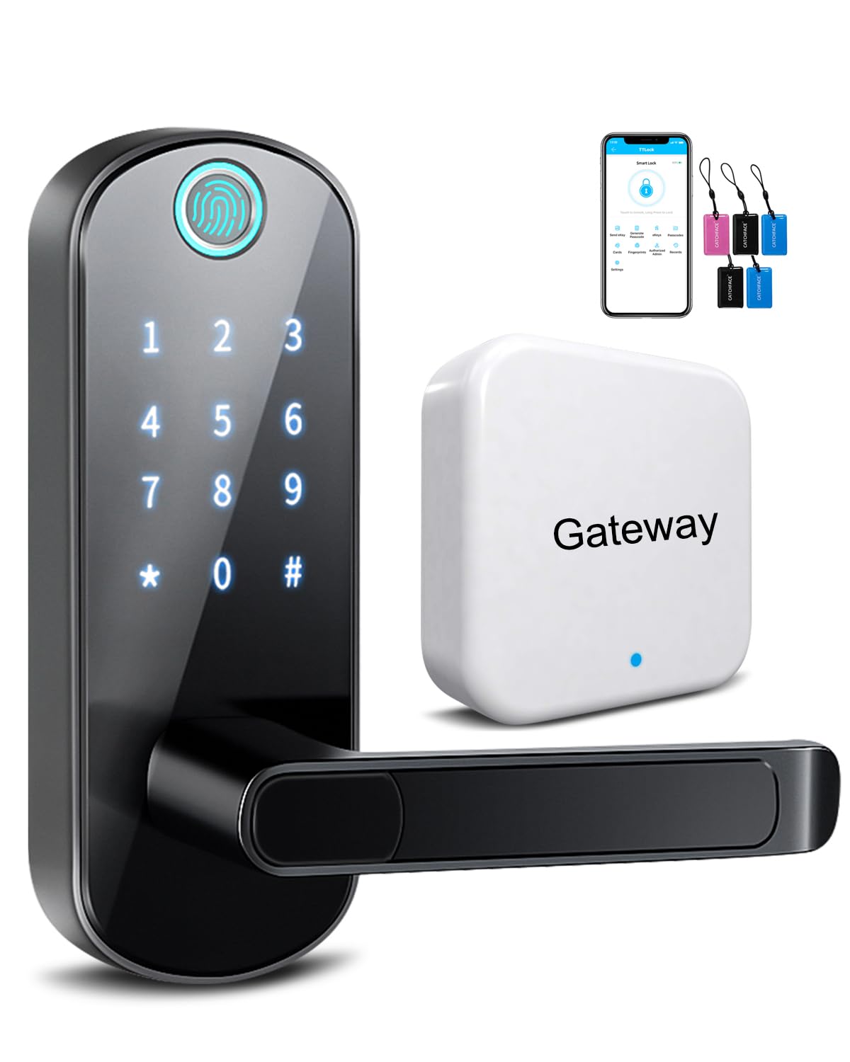 WiFi Smart Lock with Fingerprint & Keyless Entry - 6-in-1 Smart Door Lock, G2 Gateway, App Remote Control, Compatible with Alexa & Google Assistant - Perfect for Home Security & Smart Home Automation