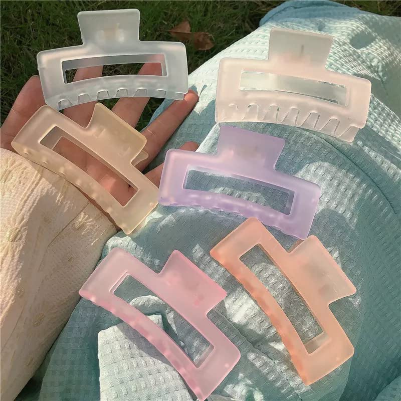 Starvis Frosted Plastic Hair Clutch for Women - Medium Size Trendy Hair Clips (Pack of 6) - Thick Hair Jaw Clips, Barrettes & Hair Accessories in Solid Colors - Perfect for Work, Parties & Everyday Styling