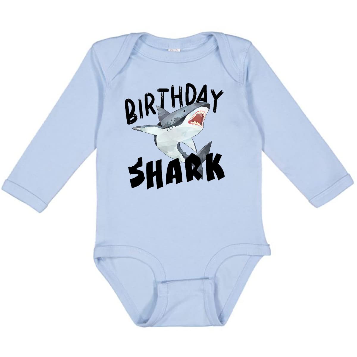 Inktastic Birthday Shark Long Sleeve Baby Bodysuit - Cute Shark-Themed Outfit for Boys & Girls - Perfect for Birthday Parties, Photo Shoots & Everyday Wear