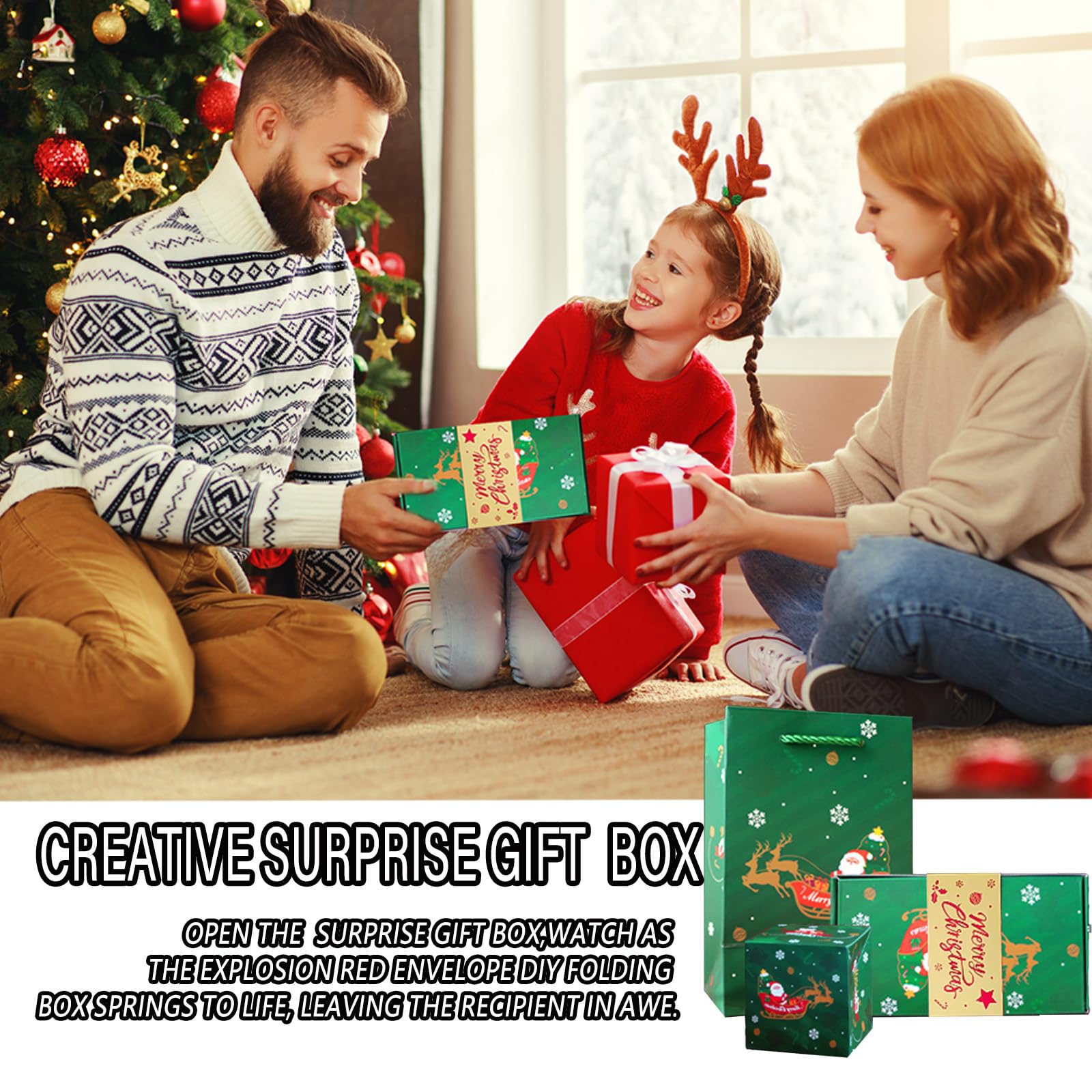 TERFISE Money Surprise Gift Box - Exploding Pop Up Christmas Present Box for Cash, Foldable Money Holder (Green, 10 Pack) - Perfect for Birthdays, Graduations & Holiday Gifting
