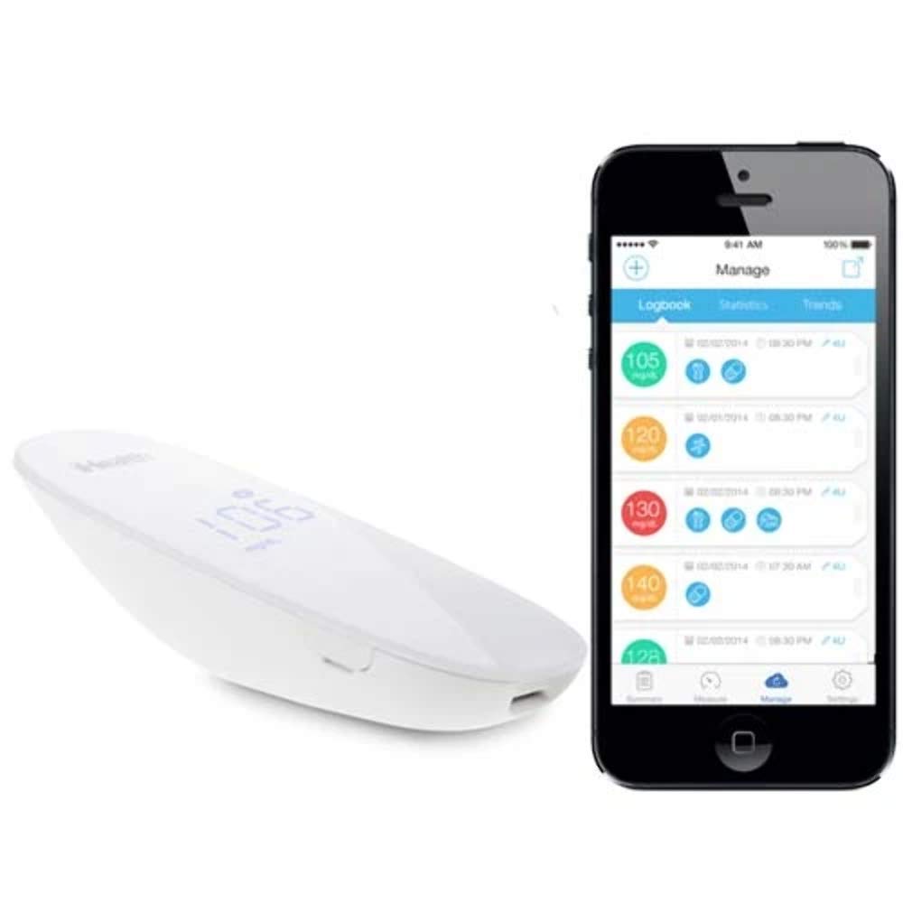 iHealth BG5-GLUCO Wireless Blood Glucose Monitor - Portable & Ergonomic Design for Diabetes Testing at Home, Travel, and On-The-Go