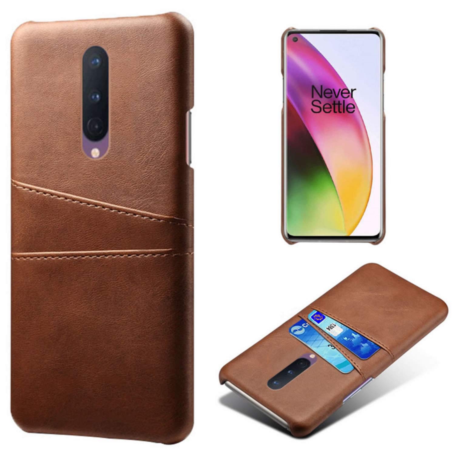 Premium PU Leather Ultra Slim Shockproof OnePlus 8 Phone Case with Card Slot Holder - Durable Protective Cover for OnePlus 8 (Brown) | Perfect for Daily Use, Travel & Business Meetings