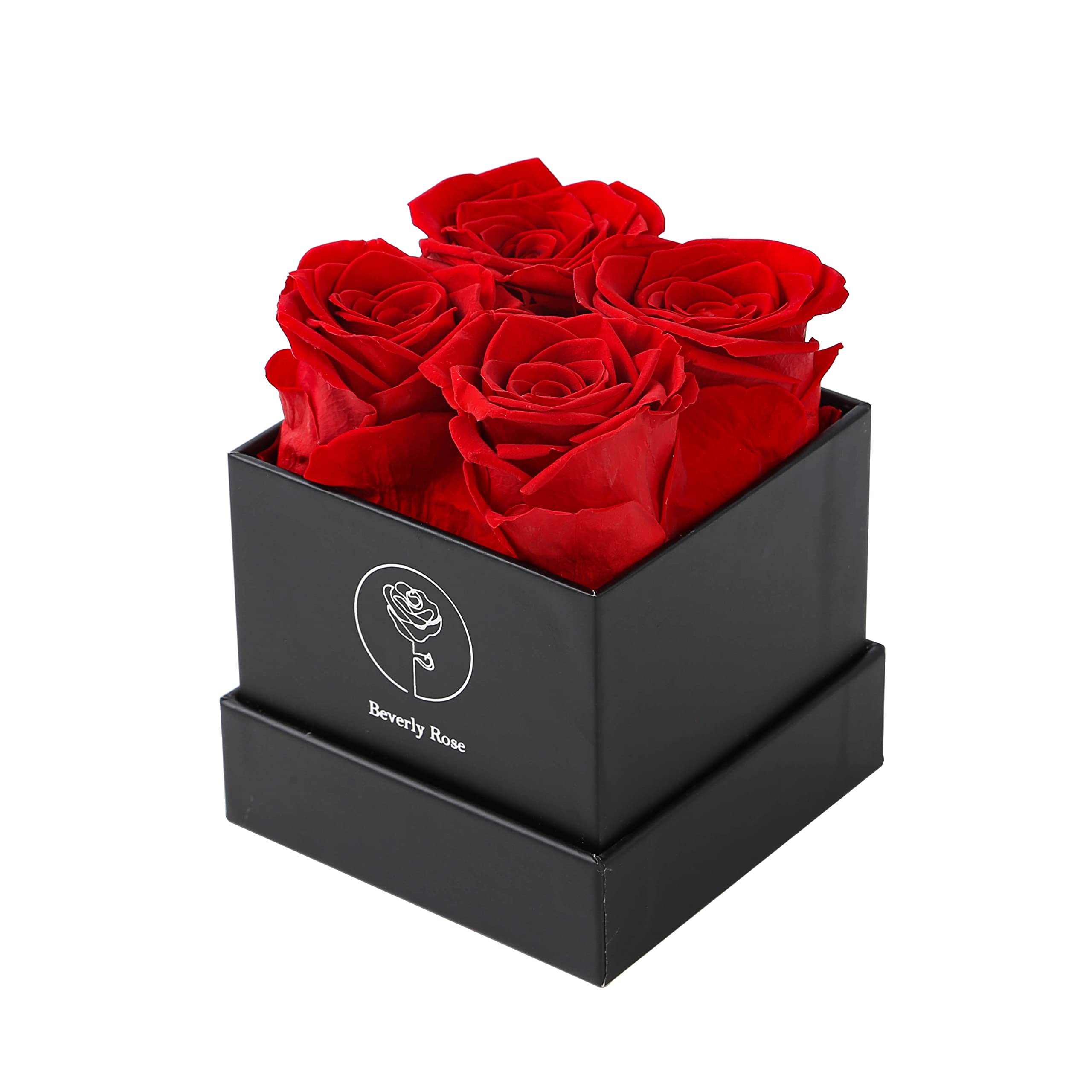 Forever Roses That Last 1 Year - Real Preserved Roses in Elegant Black Box (4PCS) | Perfect Mother's Day Gift, Anniversary, or Romantic Surprise - Prime Delivery Available