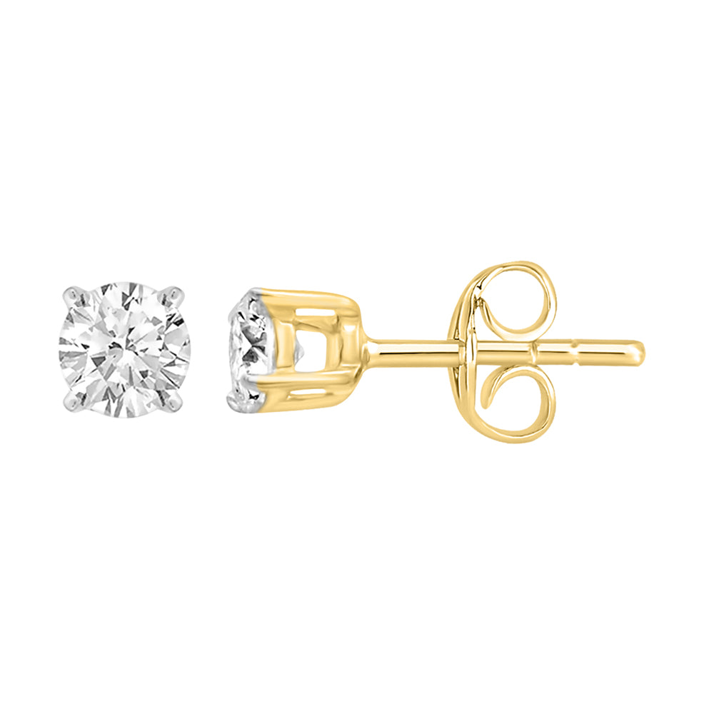 9ct Yellow Gold 1/5 Carat Diamond Stud Earrings for Women - Elegant Solitaire Diamond Earrings for Everyday Wear & Special Occasions