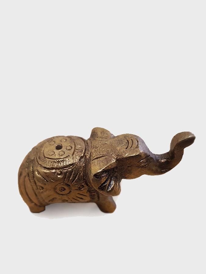 Namaste Antique Brass Elephant Incense Holder - Handcrafted Hindu Prayer Decor for Meditation & Yoga Room