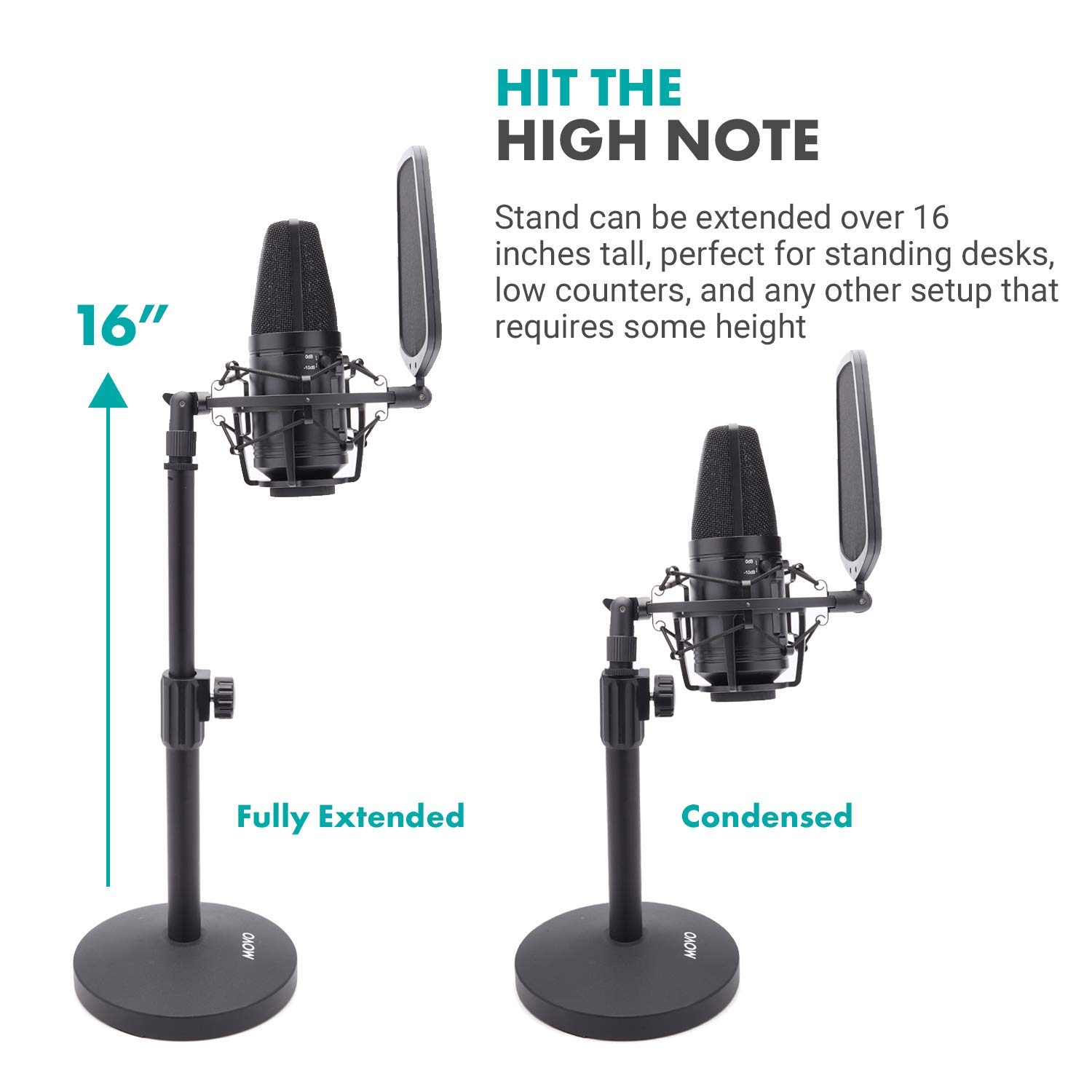 Professional Movo XLR Condenser Microphone Kit with Shock Mount & Desktop Stand - Studio-Quality Recording for Podcasting, Streaming, Voiceovers & Home Studio Use