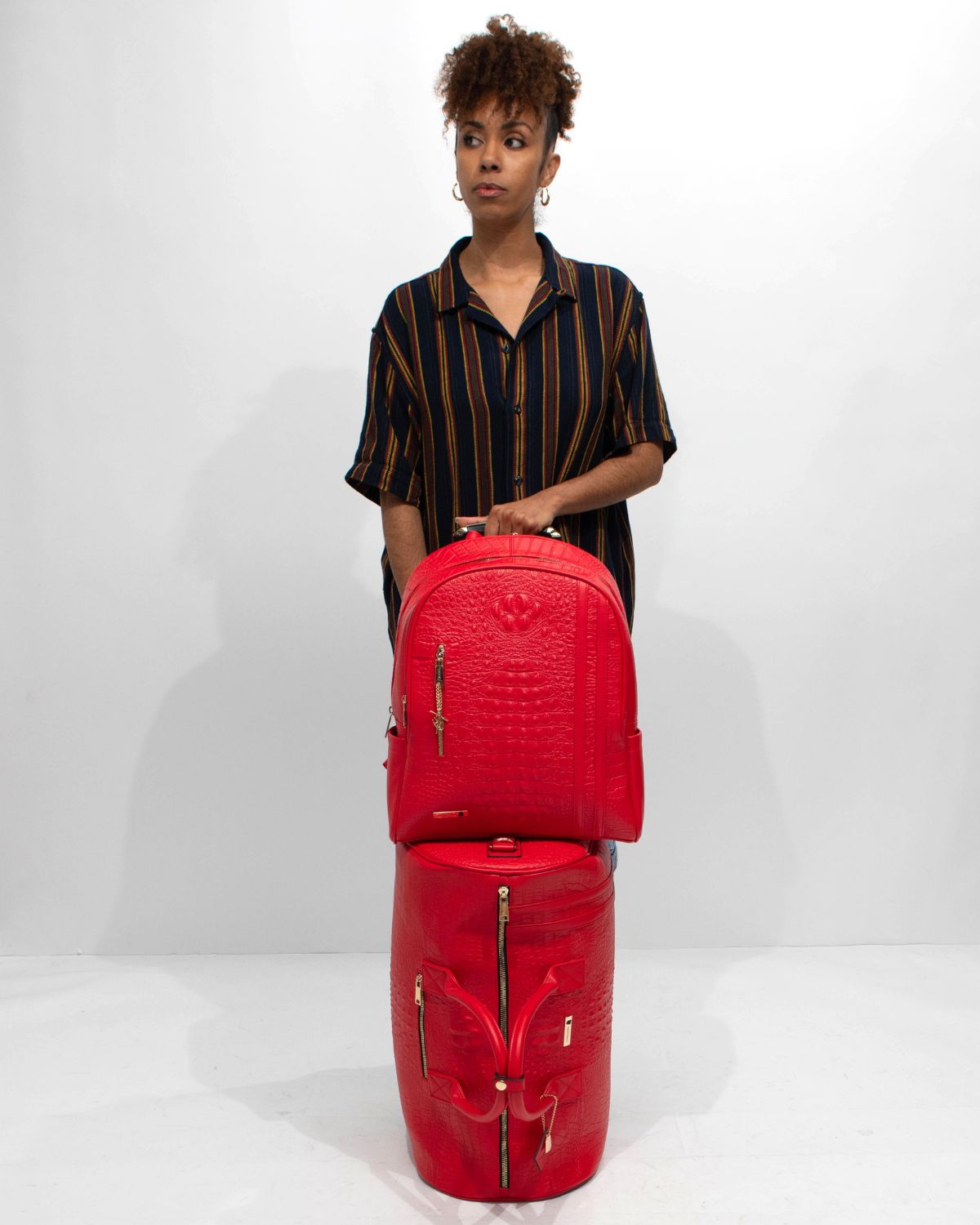 **Apollo 2-in-1 Backpack & Rolling Duffle Bag Set - Red | Lightweight Travel Luggage for Gym, Work & Weekend Trips**