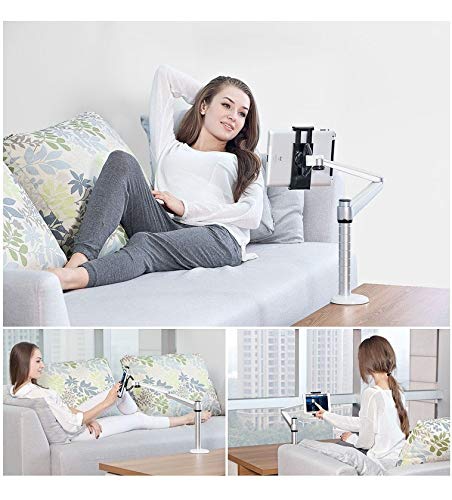 360° Rotating Aluminum Alloy 2-in-1 Tablet & Laptop Stand - Adjustable Dual Arm Desktop Holder for Office, Home & Bedroom Use - Perfect for Work, Study & Entertainment