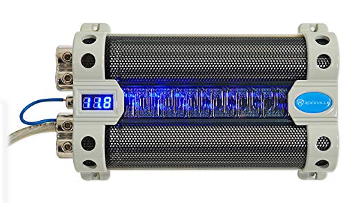Rockville RFC30F 30 Farad Car Audio Capacitor with Digital Voltage Display & Amp Kit - Power Your Sound System for Enhanced Bass & Clear Audio