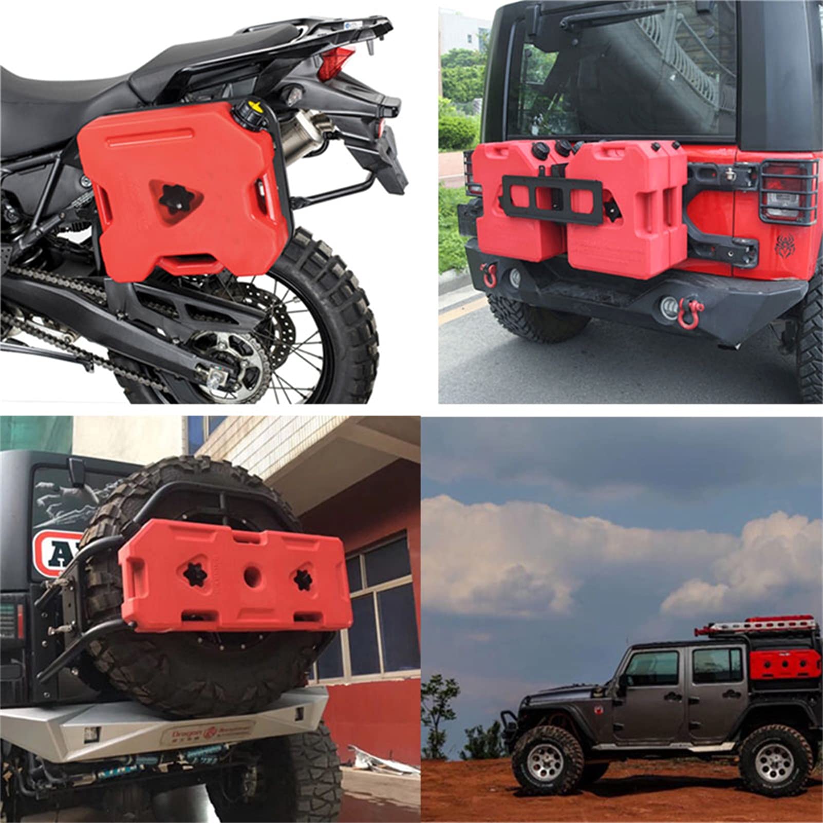Red Gasoline Fuel Container - Portable Gas Can for Motorcycle, SUV, ATV - Durable Gas Storage Tank with Spout - Ideal for Emergency Fuel Supply, Road Trips & Outdoor Adventures