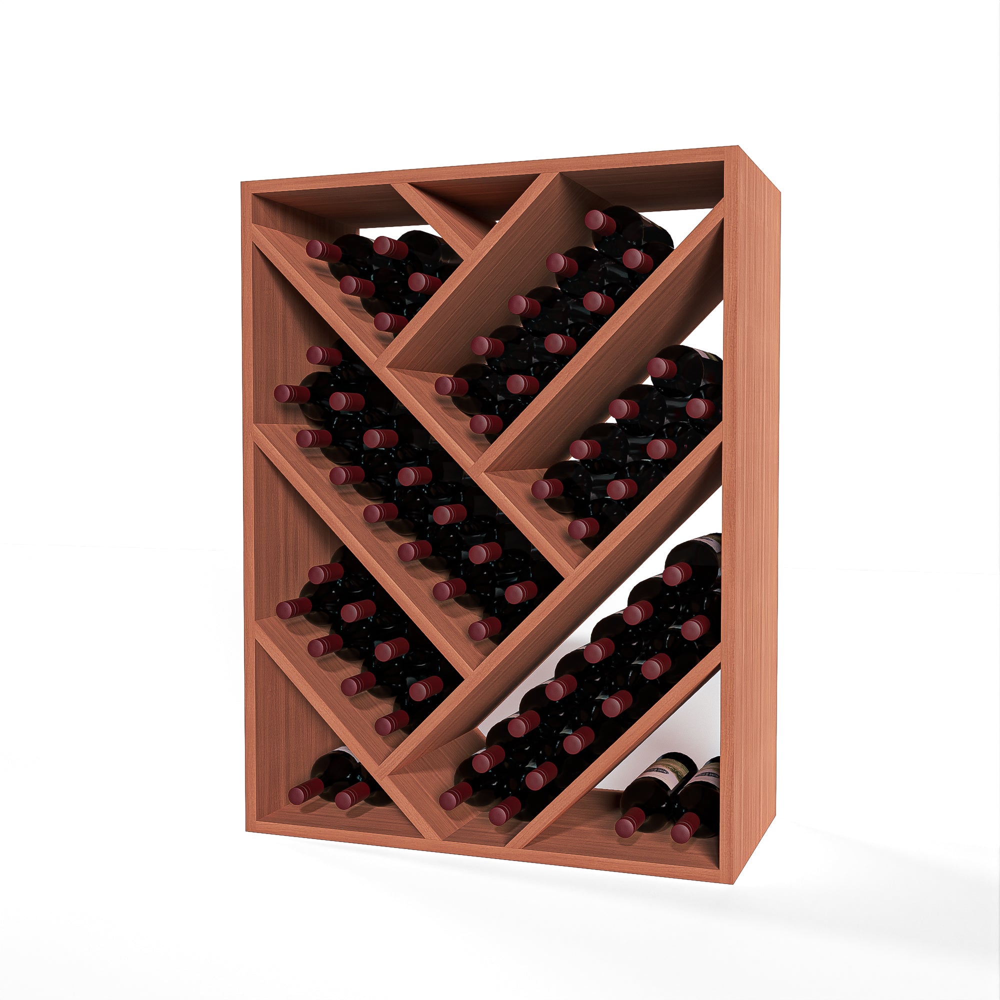 GrandCellar™ 6 Column Full Depth Herringbone Wine Rack - Premium Wooden Wine Storage for 36 Bottles - Perfect for Home Cellars, Wine Bars & Restaurants