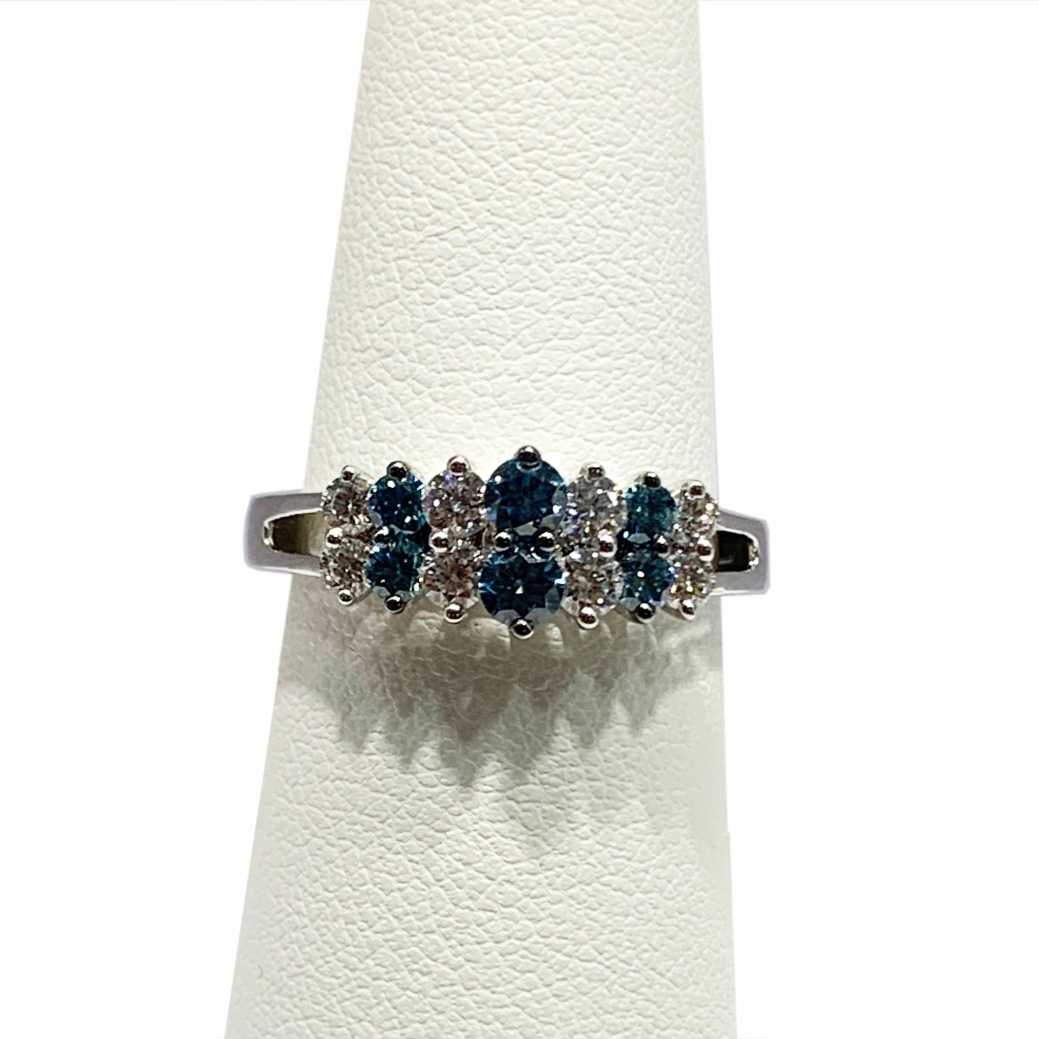 14K White Gold Blue Diamond Ring for Women - Elegant Solitaire Engagement Wedding Band - Perfect for Proposals, Anniversaries & Special Occasions